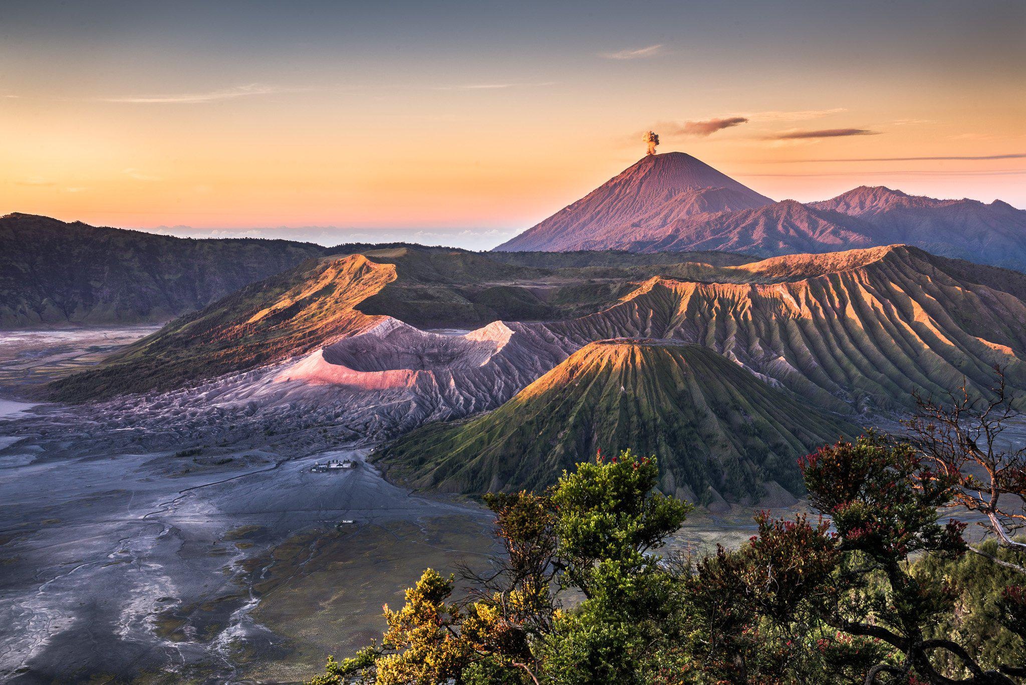 Romantic sunset, Volcanic marvel, Indonesian beauty, Nature's symphony, 2050x1370 HD Desktop