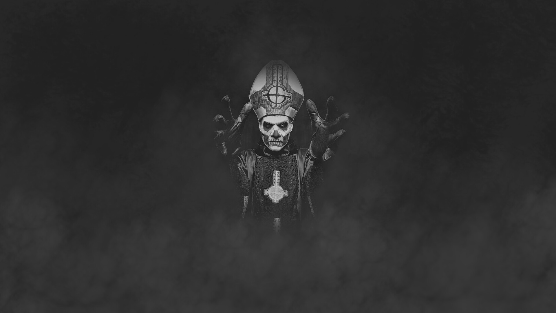 Ghost BC, Papa Emeritus, Gothic smoke, Skull music, 1920x1080 Full HD Desktop
