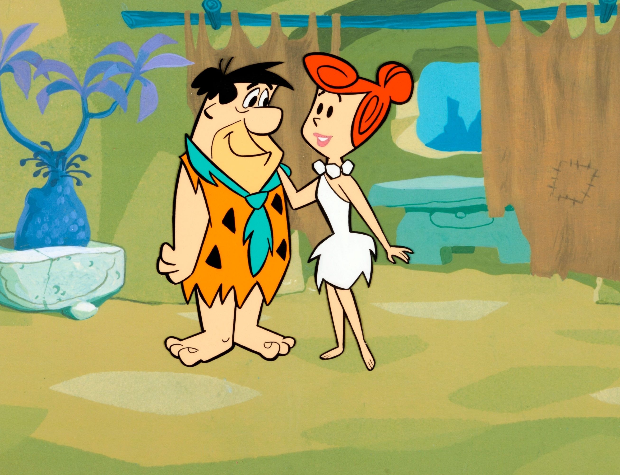 Fred and Wilma Flintstone, Vintage publicity cel, Classic cartoon characters, Bedrock nostalgia, 2620x2010 HD Desktop