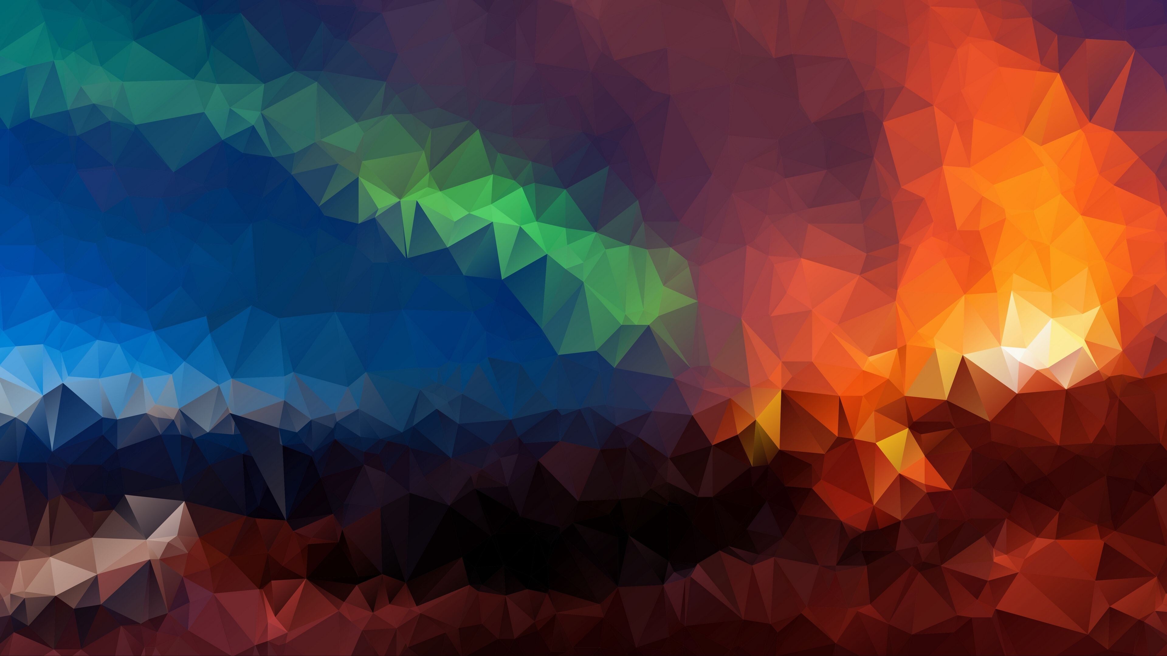 Geometry: Low polygonal art, Blur, Mosaic, Triangles, Multicolored. 3840x2160 4K Wallpaper.