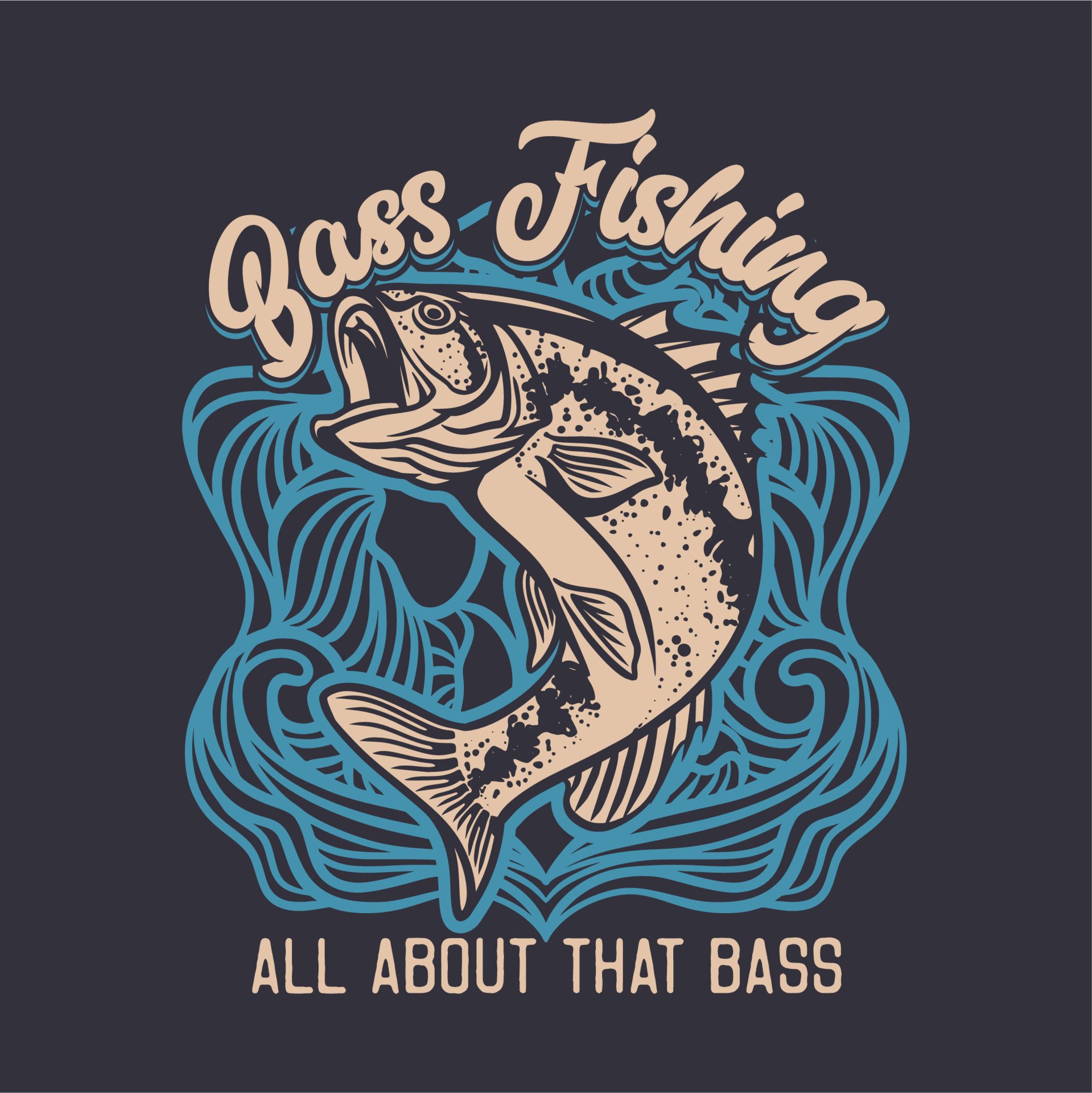 Largemouth Bass Fishing, Club Logo Illustration, 1920x1920 HD Phone