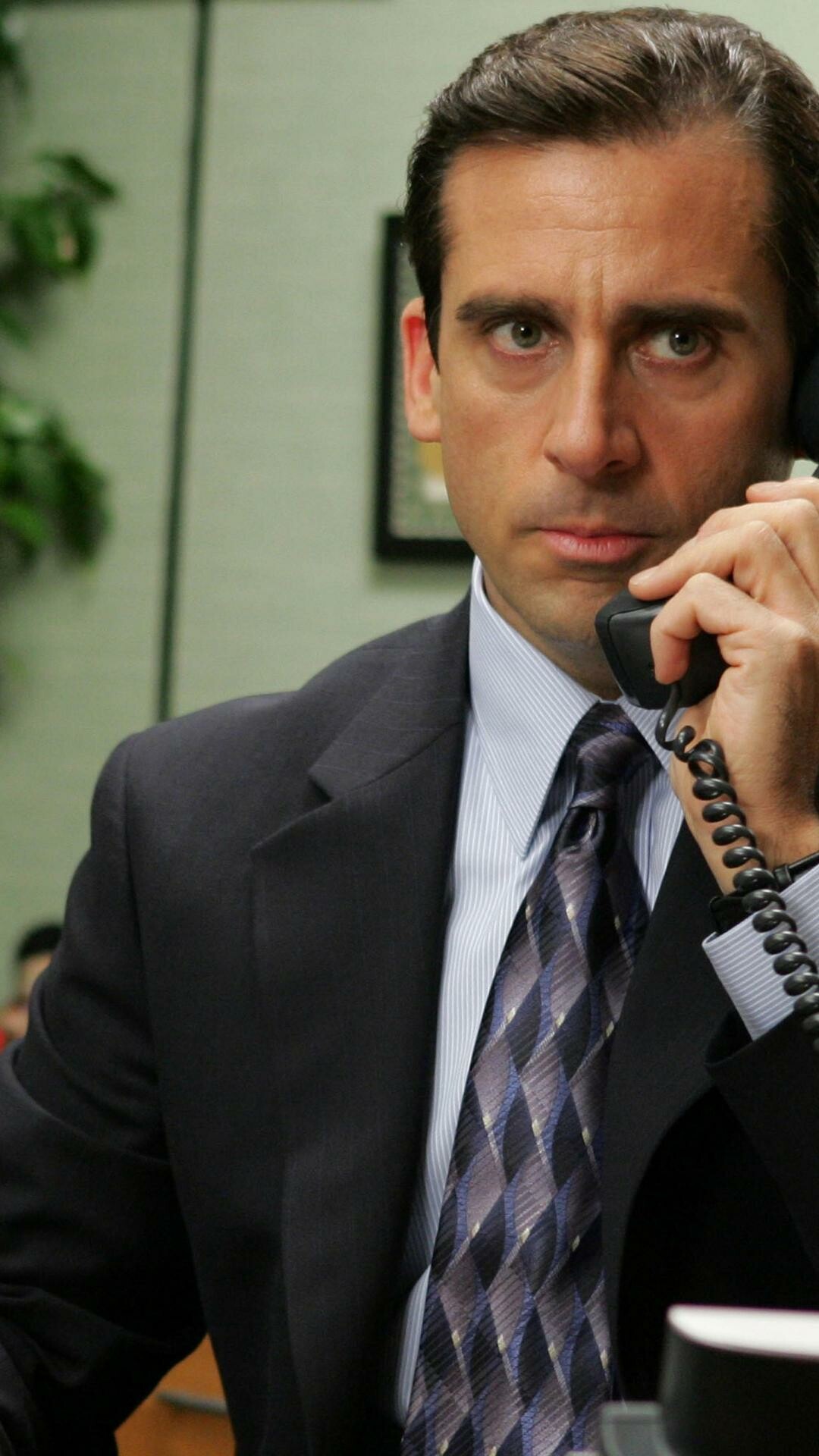 The Office (TV Series): Michael Scott, portrayed by Steve Carell and based on David Brent from the British version. 1080x1920 Full HD Wallpaper.