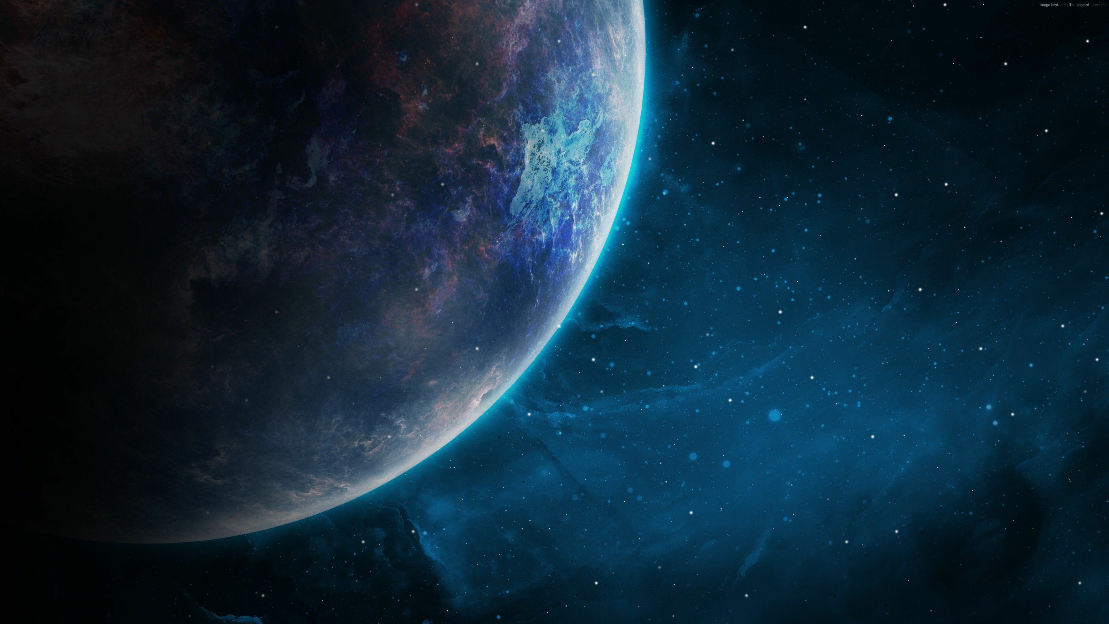 Planet: A large, rounded astronomical body, Space, Stars. 3840x2160 4K Wallpaper.