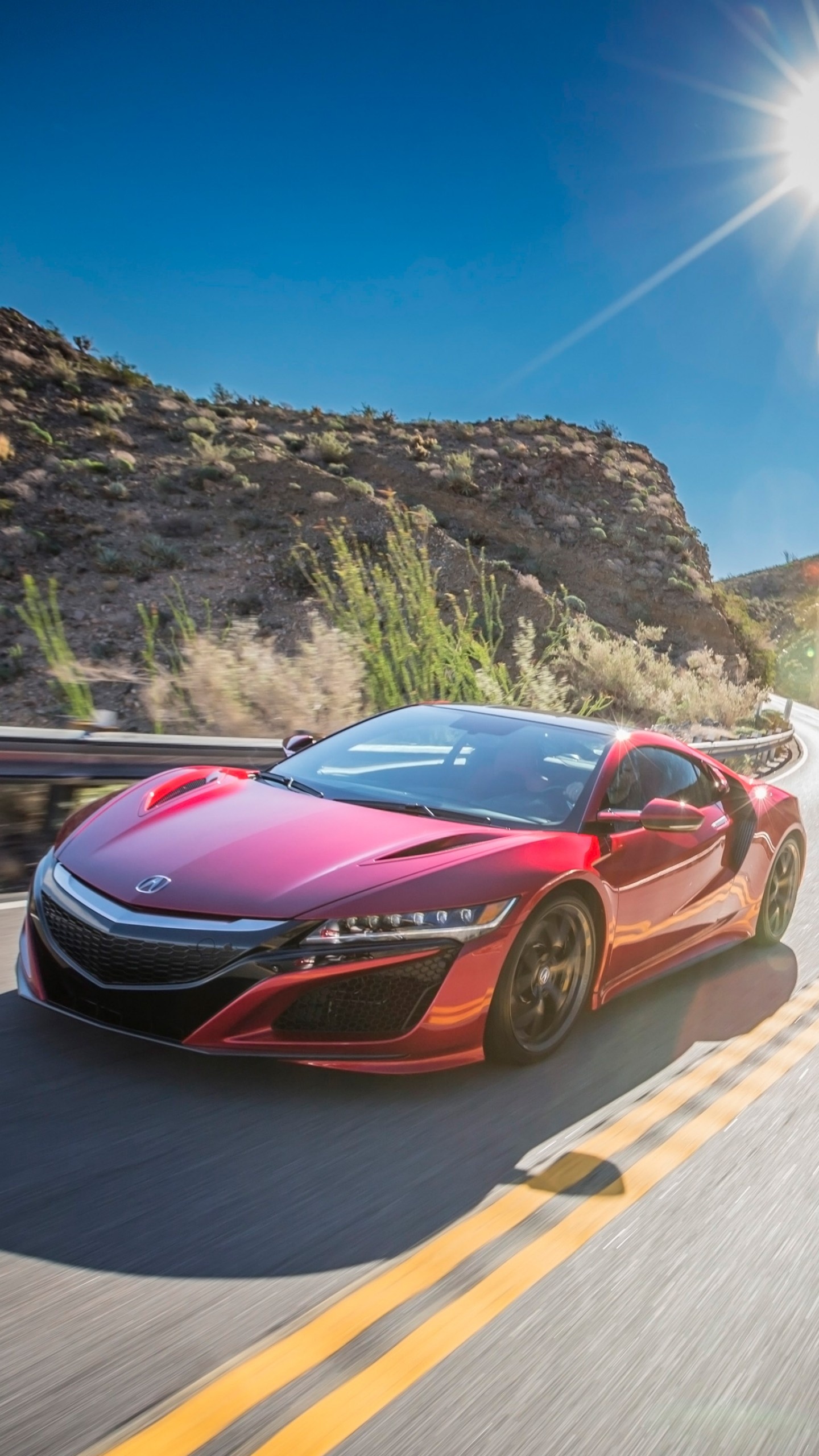 Sports Car: Acura NSX, Features retractable hardtop or removable roof. 1440x2560 HD Background.