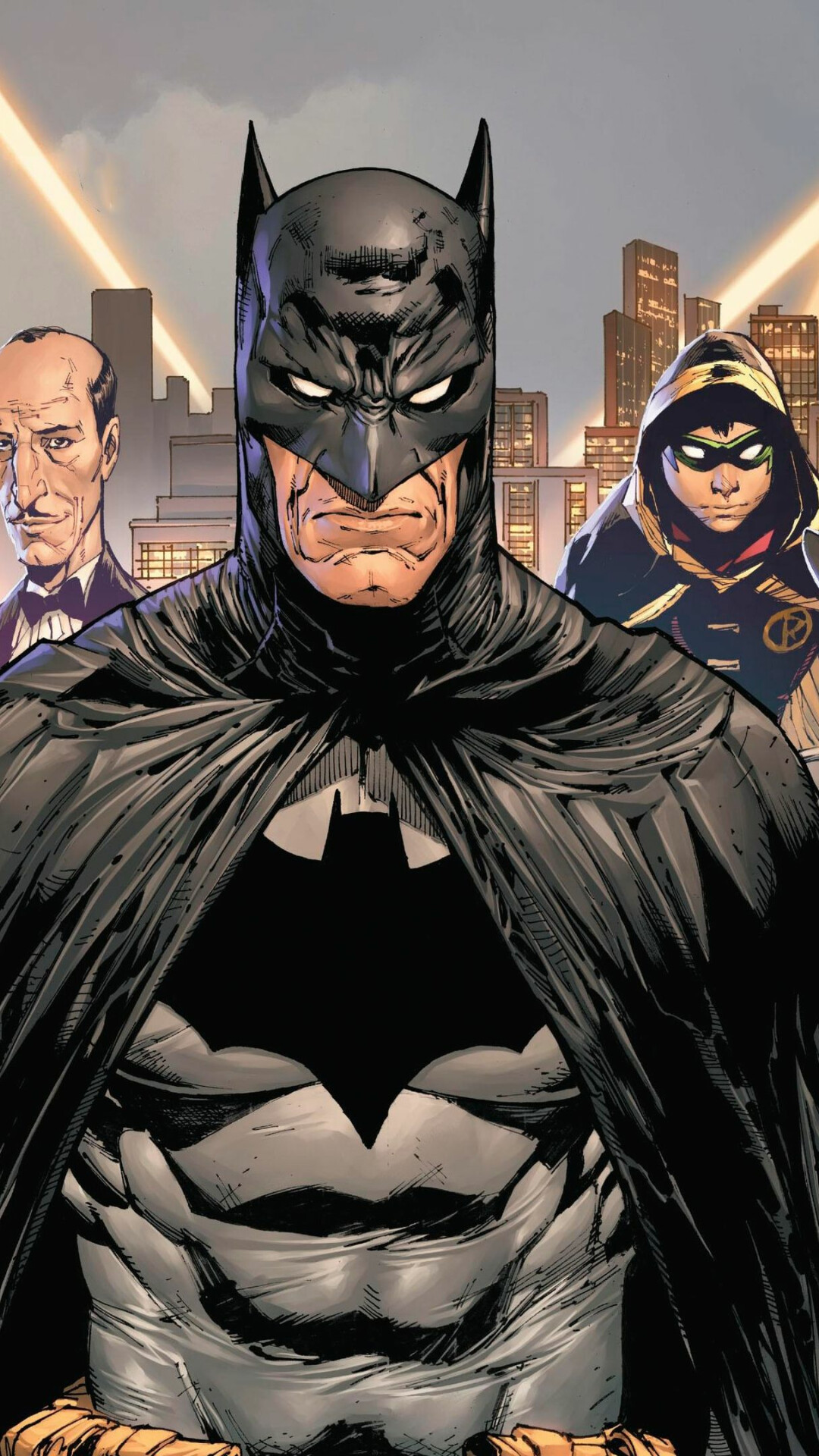 DC Heroes: Robin, Batman, Alfred Pennyworth, Superheroes, Bruce Wayne. 1080x1920 Full HD Background.