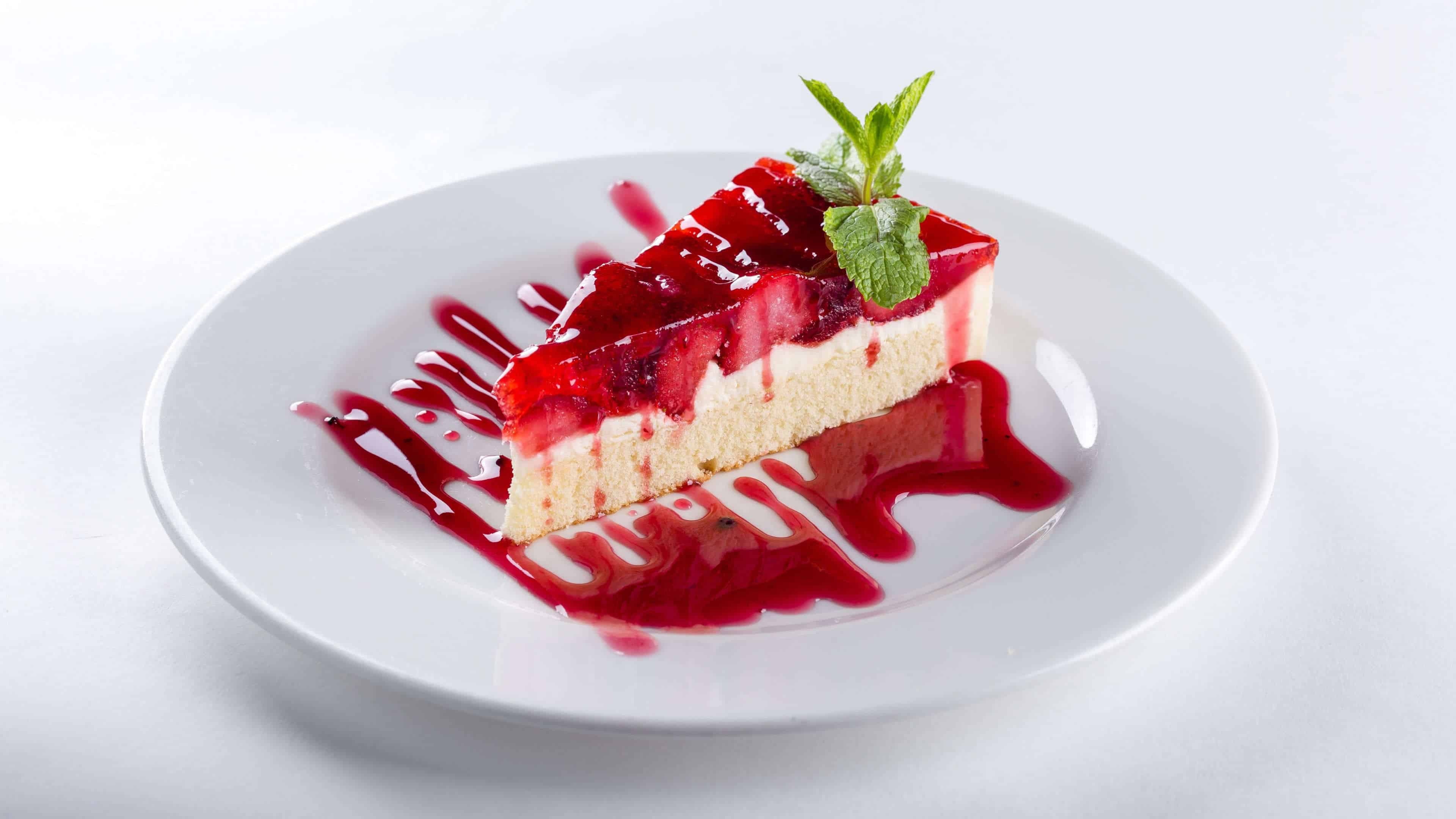 Cheesecake: Strawberry, Cake, Categorized into two basic types: baked and unbaked. 3840x2160 4K Background.