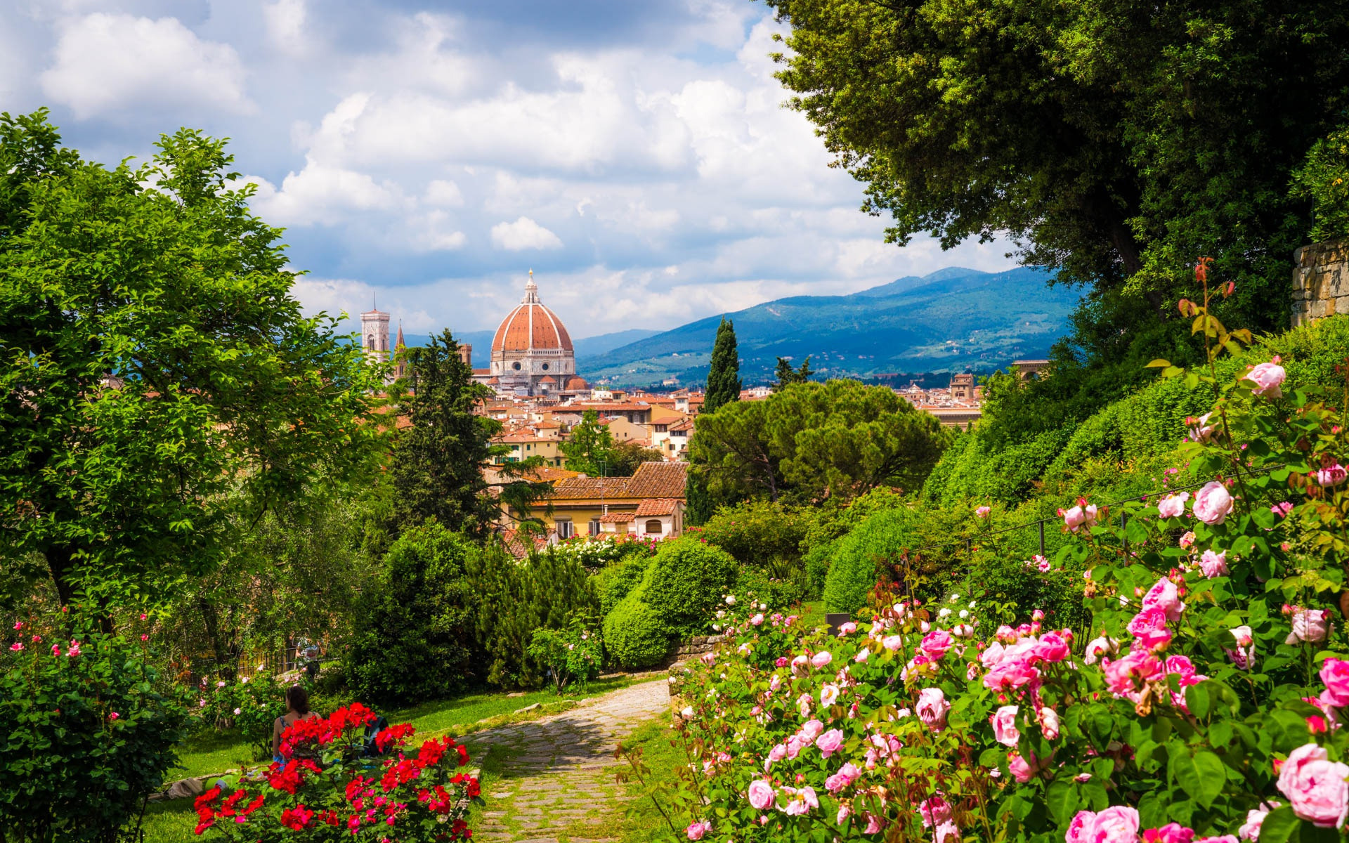 Florence Cathedral, Cattedrale di Santa Maria del Fiore, Mountain landscape, Summer Italy, 1920x1200 HD Desktop