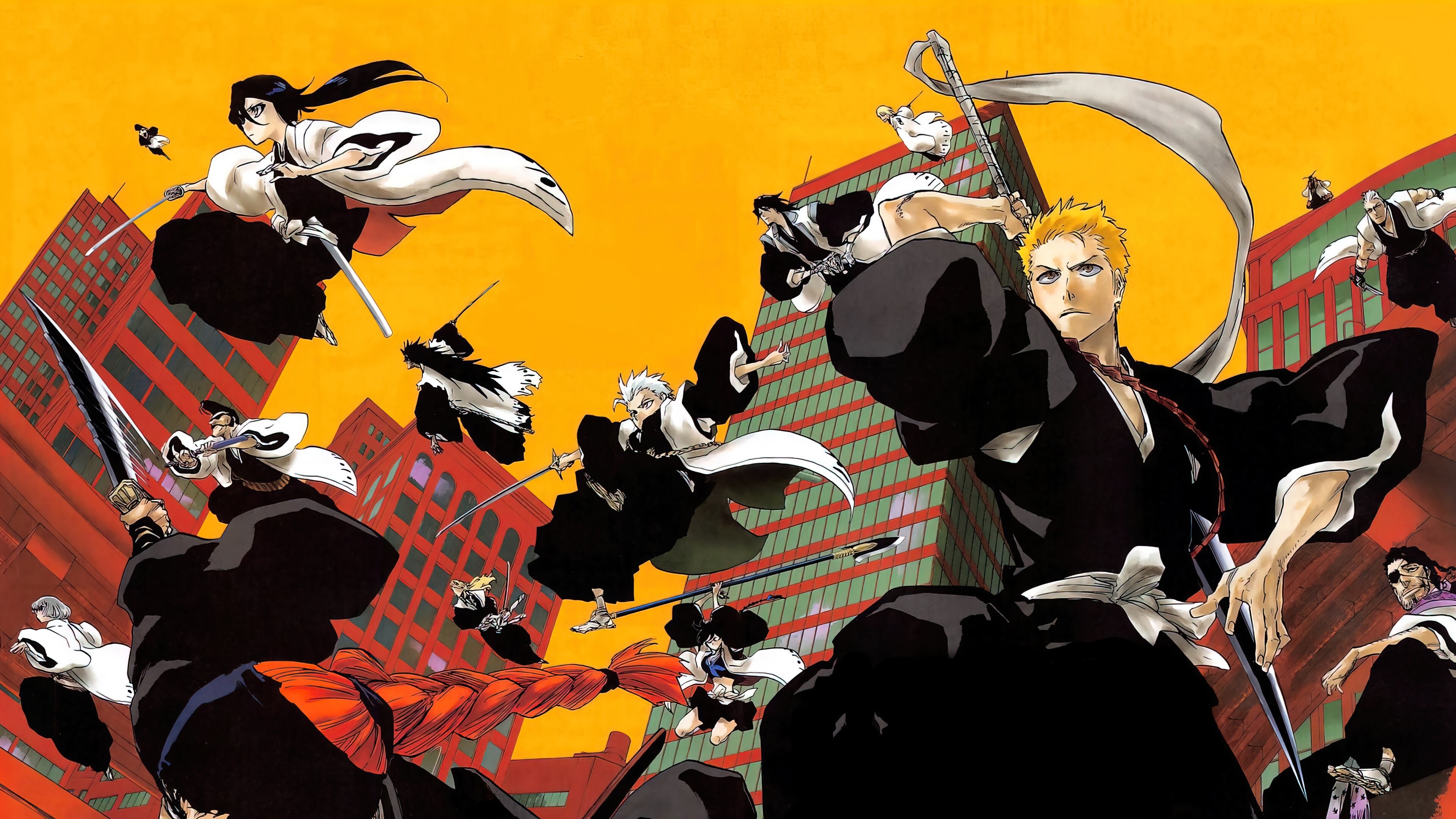 Bleach: Manga, Produced by Studio Pierrot and directed by Noriyuki Abe. 3840x2160 4K Background.
