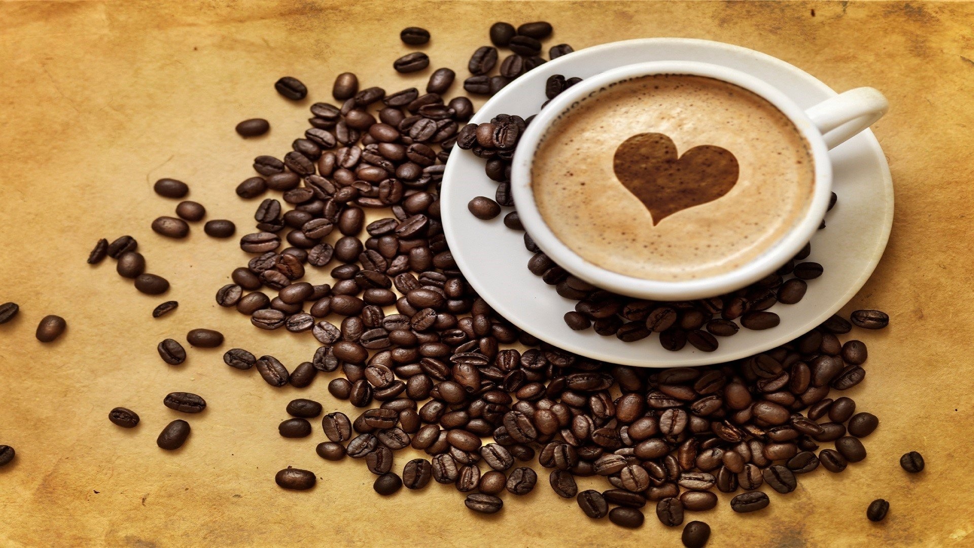 Coffee: Latte art, Design on the surface of the latte, Breakfast. 1920x1080 Full HD Background.