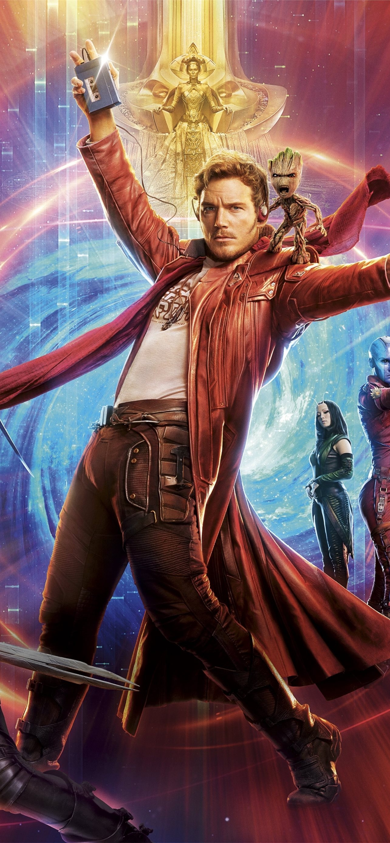 Chris Pratt: Starred as Star-Lord in the Marvel Cinematic Universe, Guardians of the Galaxy. 1290x2780 HD Background.