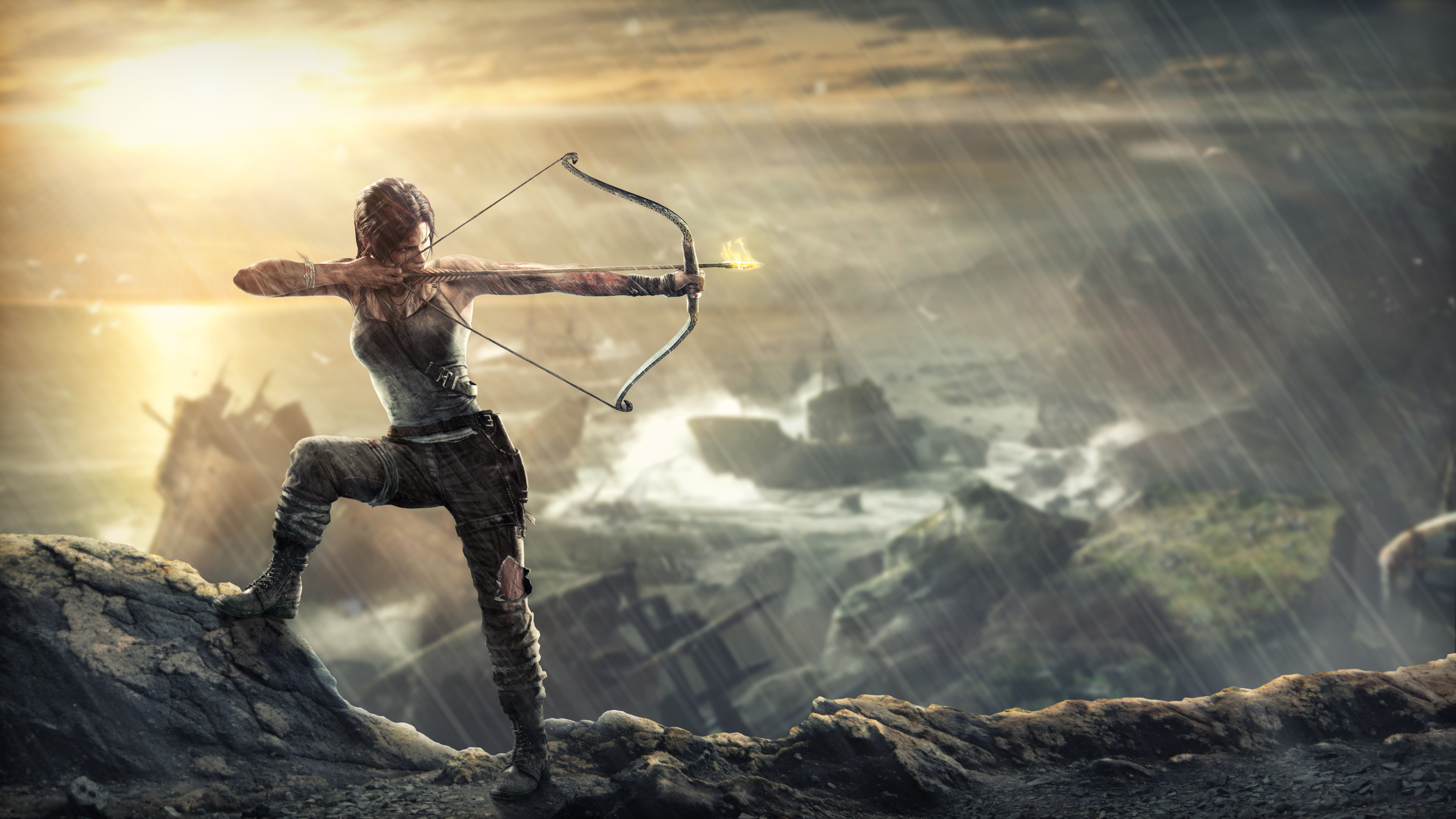 Tomb Raider 2013, Action-packed gameplay, Iconic game moments, Lara Croft's journey, 3840x2160 4K Desktop