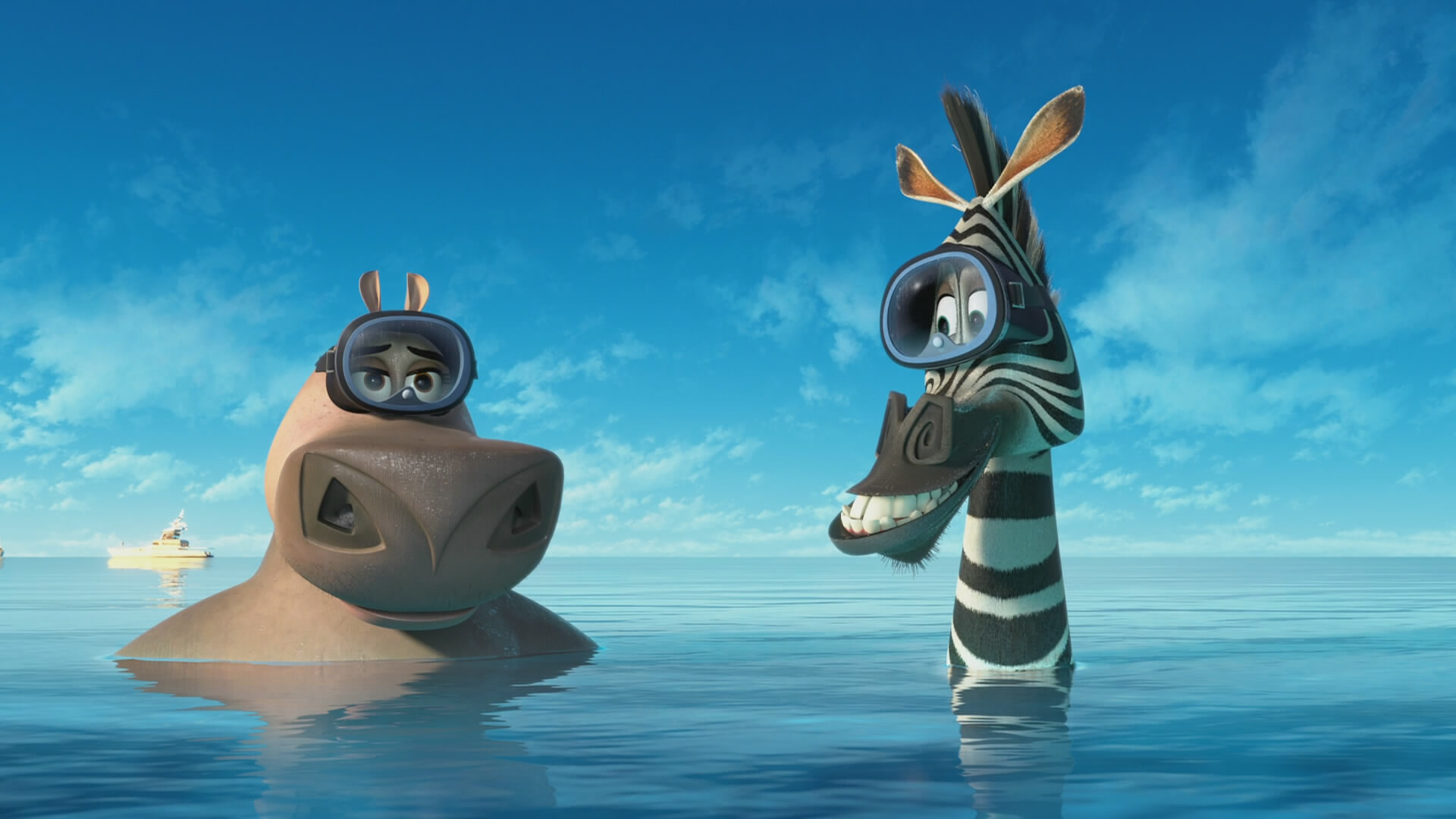 Madagascar (Movie): Marty, Zebra, Gloria, Hippopotamus, Fictional characters. 1920x1080 Full HD Background.
