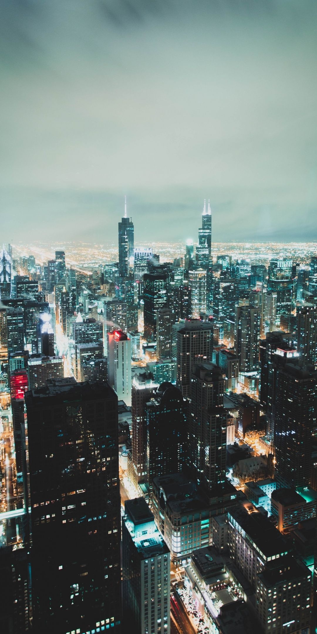 Cityscape: The view of the Chicago Loop, the central business district of the city and the main section of Downtown Chicago. 1080x2160 HD Background.