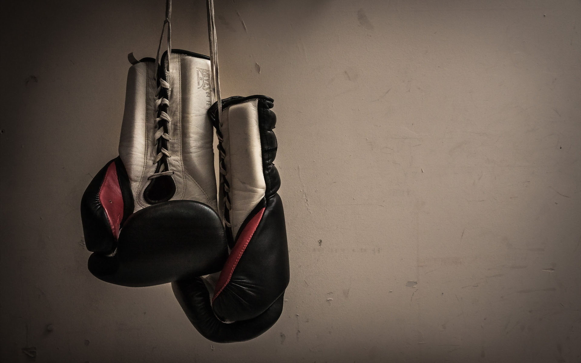 Hanging boxing gloves, Sports symbol, Powerful punch, Motivational wallpaper, 1920x1200 HD Desktop