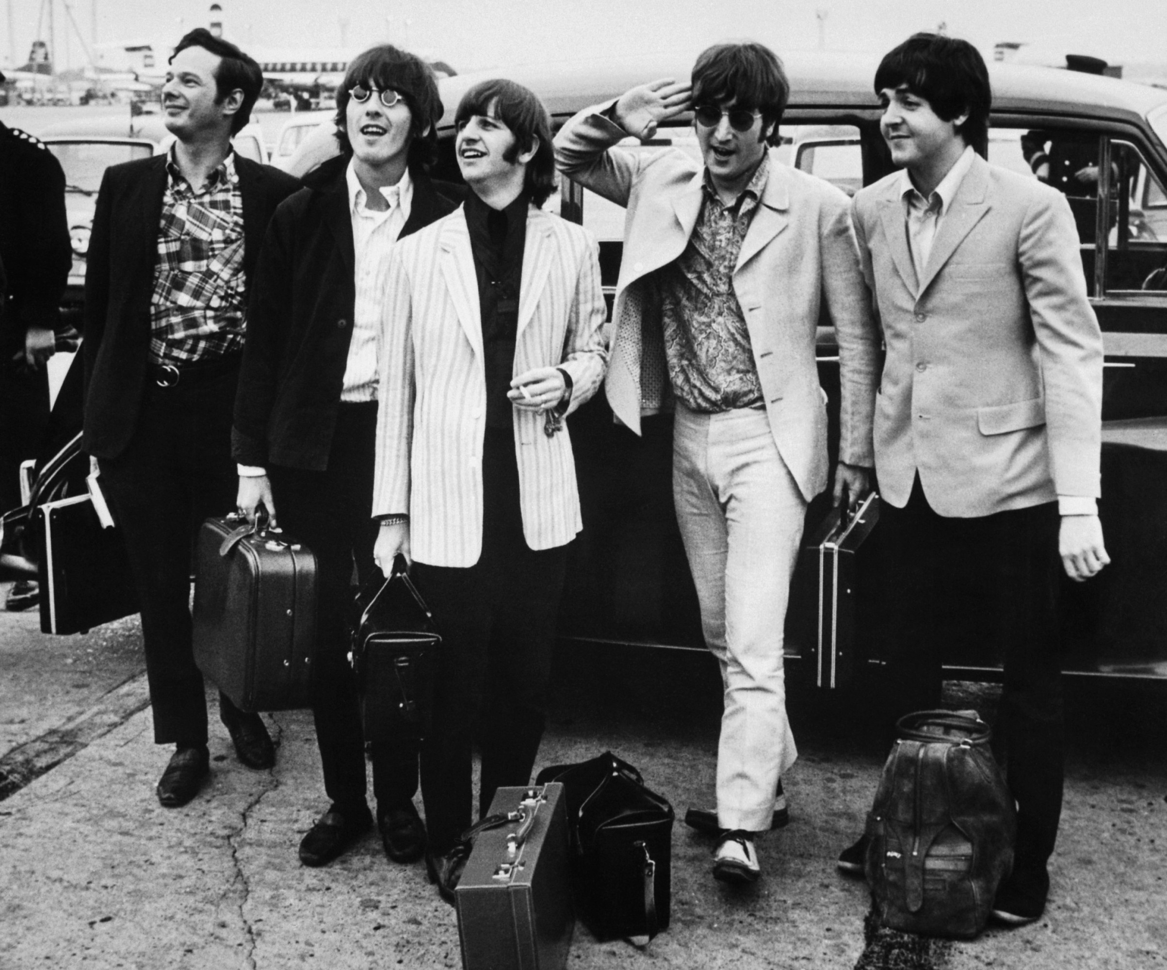 The Beatles, John Lennon, George Harrison, Airport, 2410x2000 HD Desktop