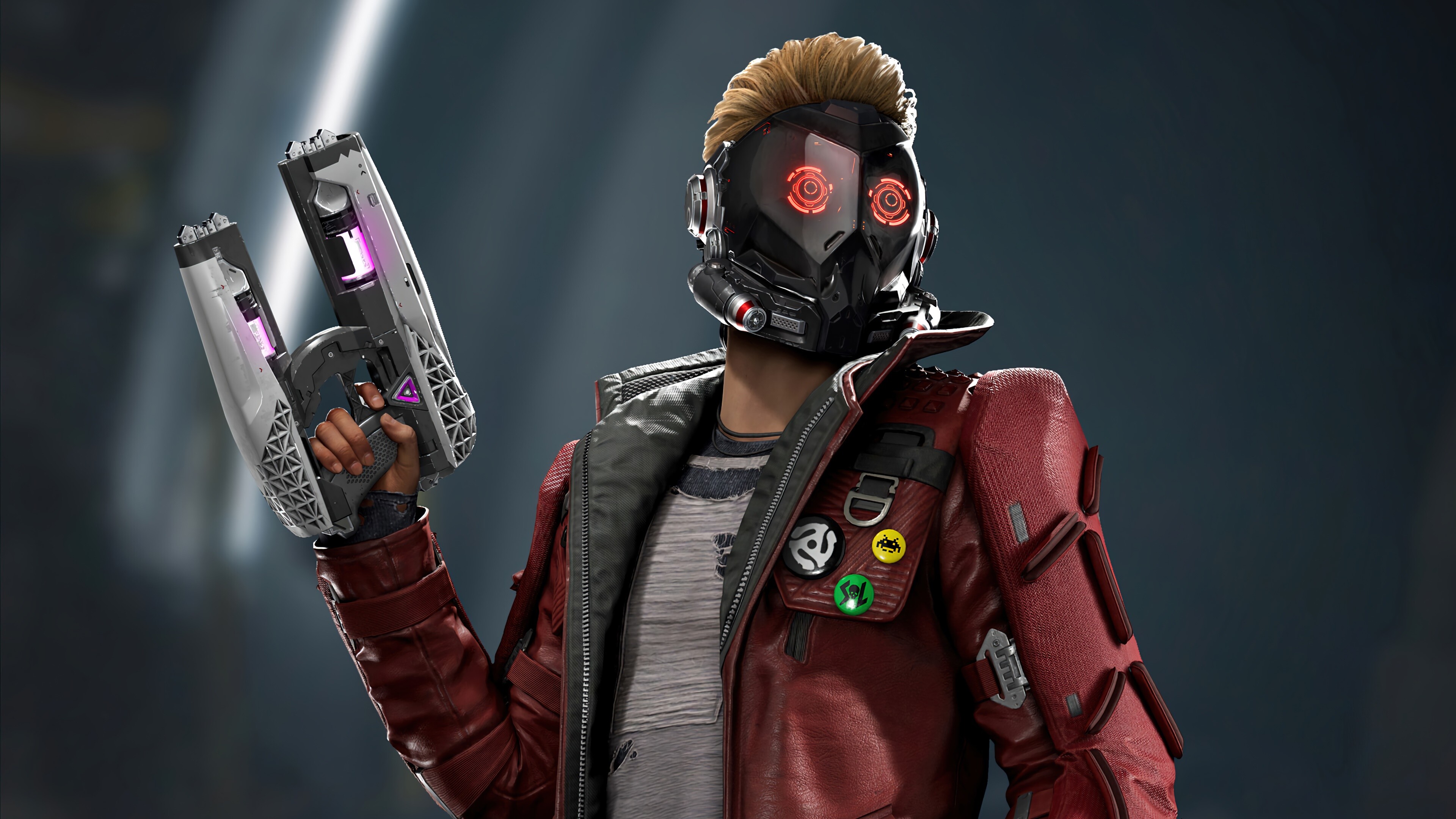 Marvel's Guardians of the Galaxy: As Star-Lord and the tram engage in combat, the player's performance will be rated using the Momentum gauge. 3840x2160 4K Wallpaper.