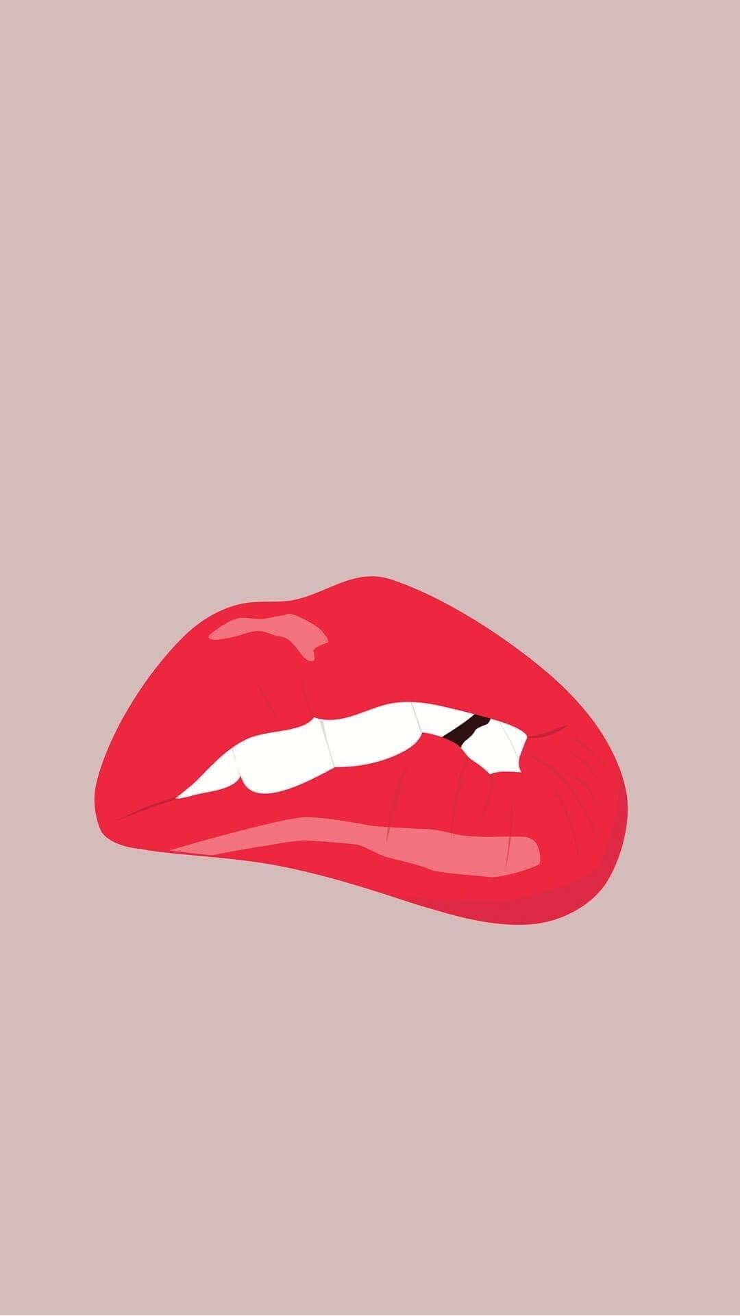 Girly: Red lips, Makeup, A bright lipstick, A staple of Parisian style. 1080x1930 HD Wallpaper.