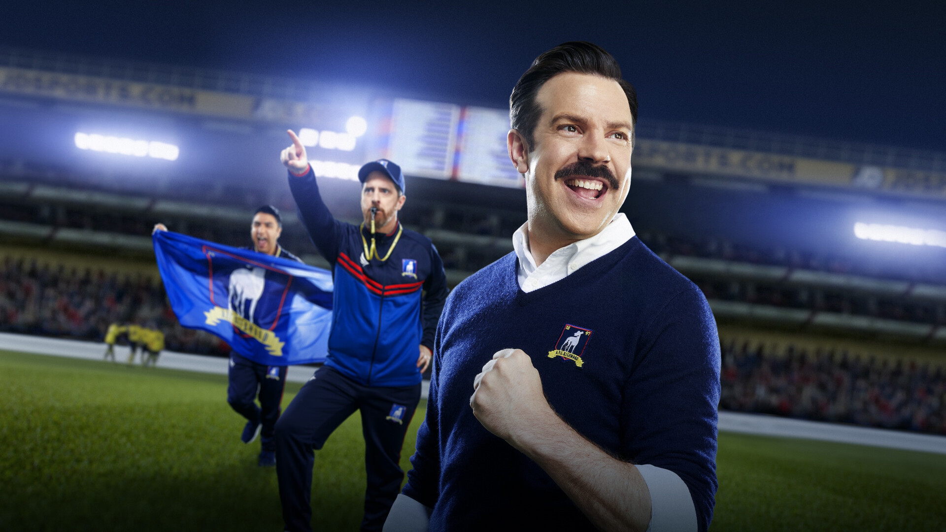 Ted Lasso: The series was developed by Jason Sudeikis, Bill Lawrence, Joe Kelly and Brendan Hunt. 1920x1080 Full HD Background.