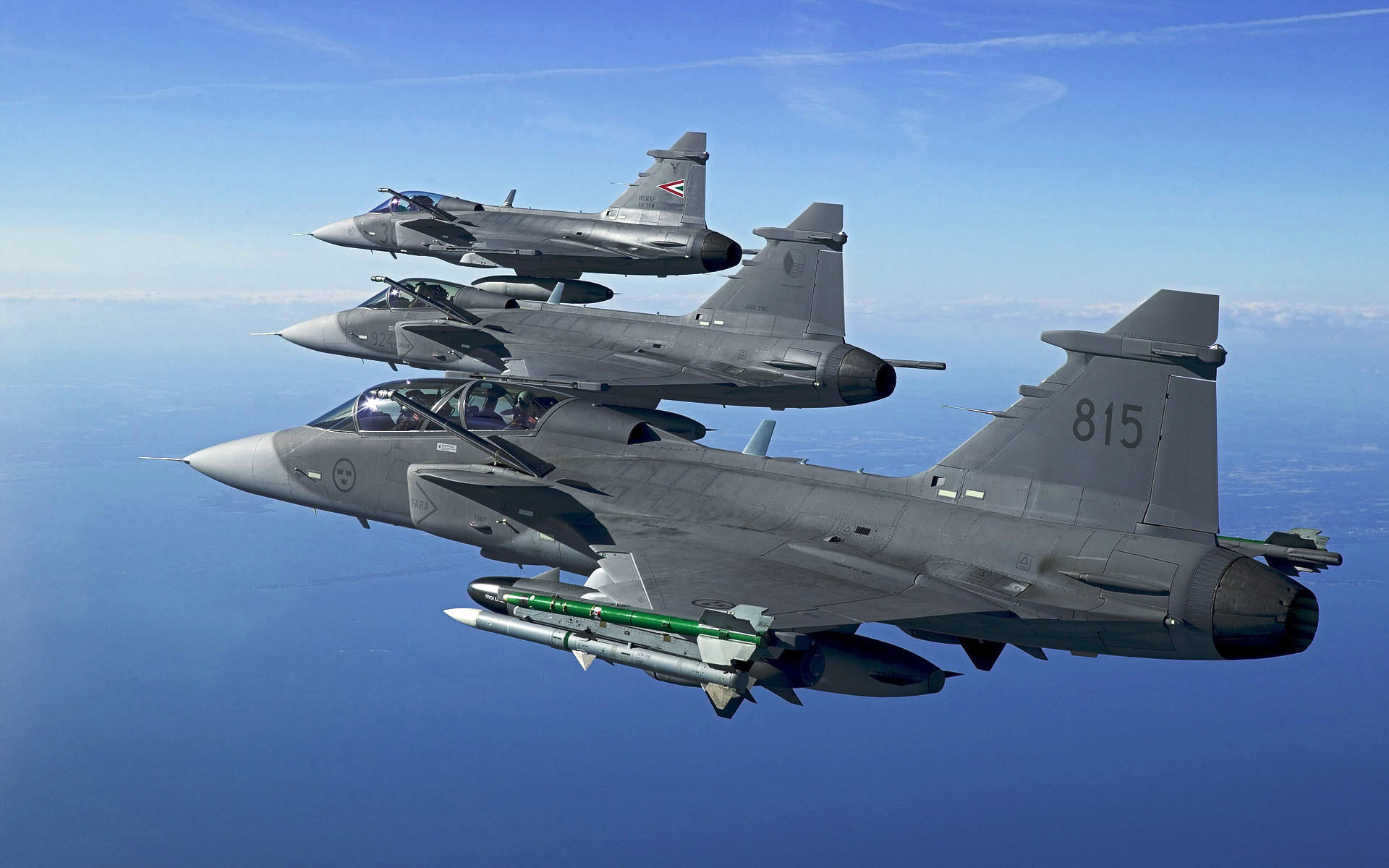 Jet Fighter, Air show, Combat maneuver, Blue skies, Military precision, 1920x1200 HD Desktop