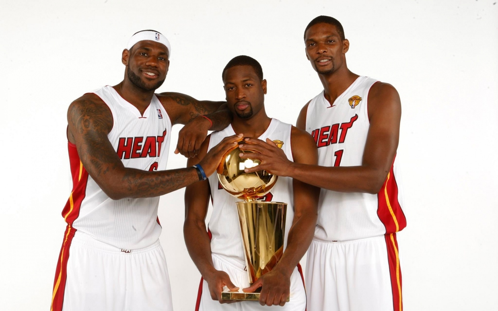 Miami Heat: NBA, LeBron James, Dwyane Wade, Chris Bosh, The "Big Three". 1920x1200 HD Background.