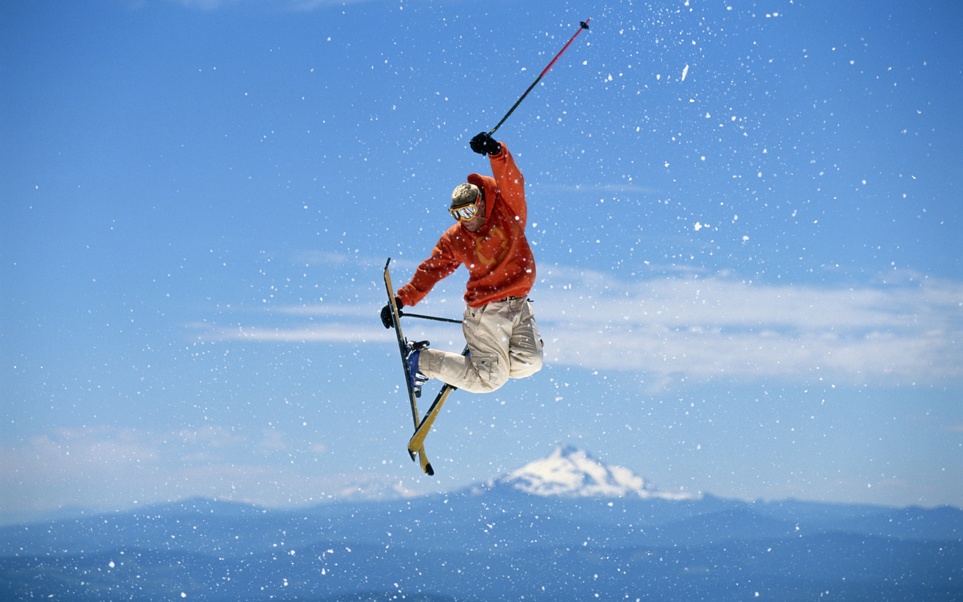 Skiing: Slalom, Freestyle, Powder skiing, Winter activity, Gliding on a snow. 1920x1200 HD Background.