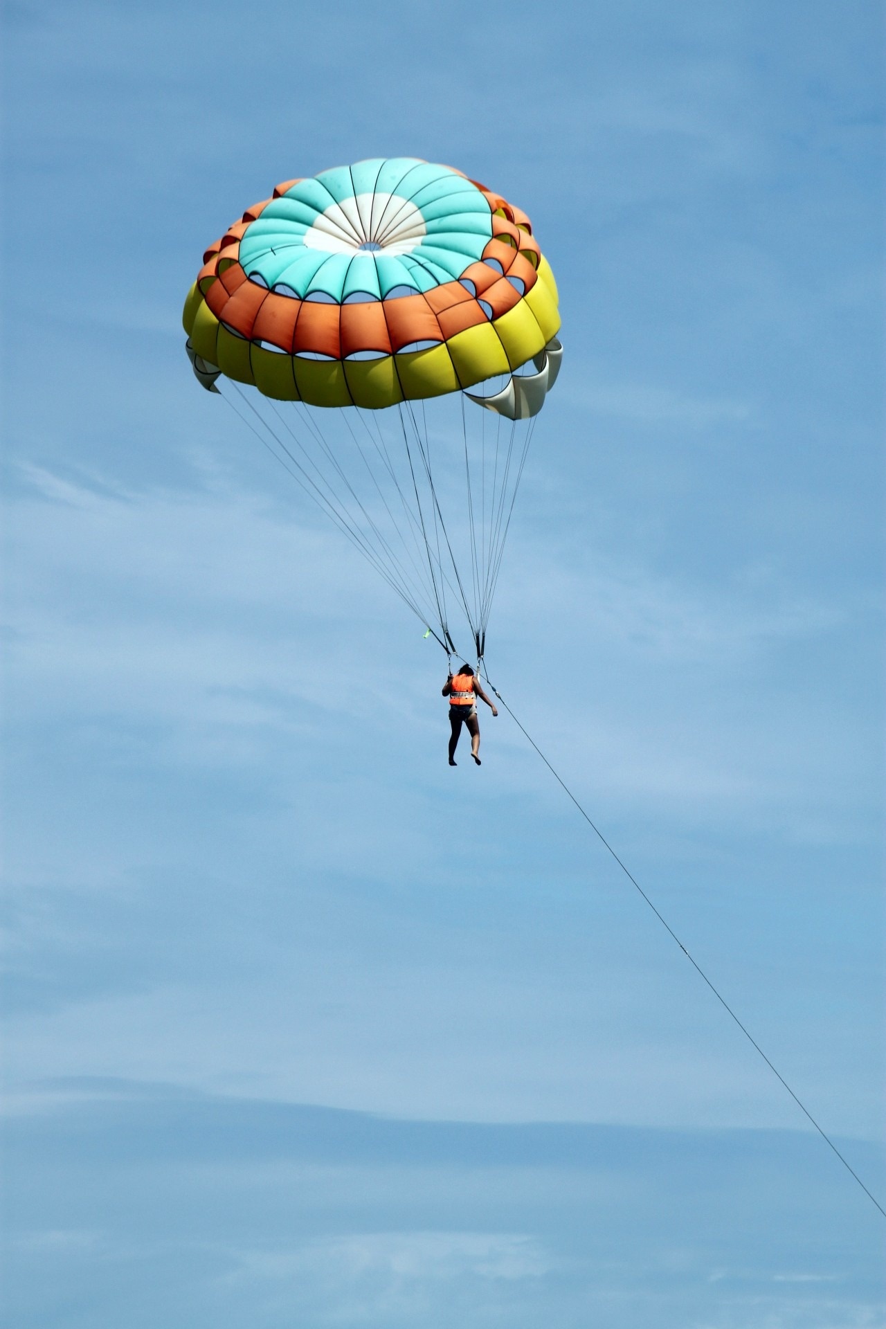 Parasailing: Skydiver, Solo flight, A once-in-a-lifetime experience, Mid-air, Extreme sports. 1280x1920 HD Wallpaper.