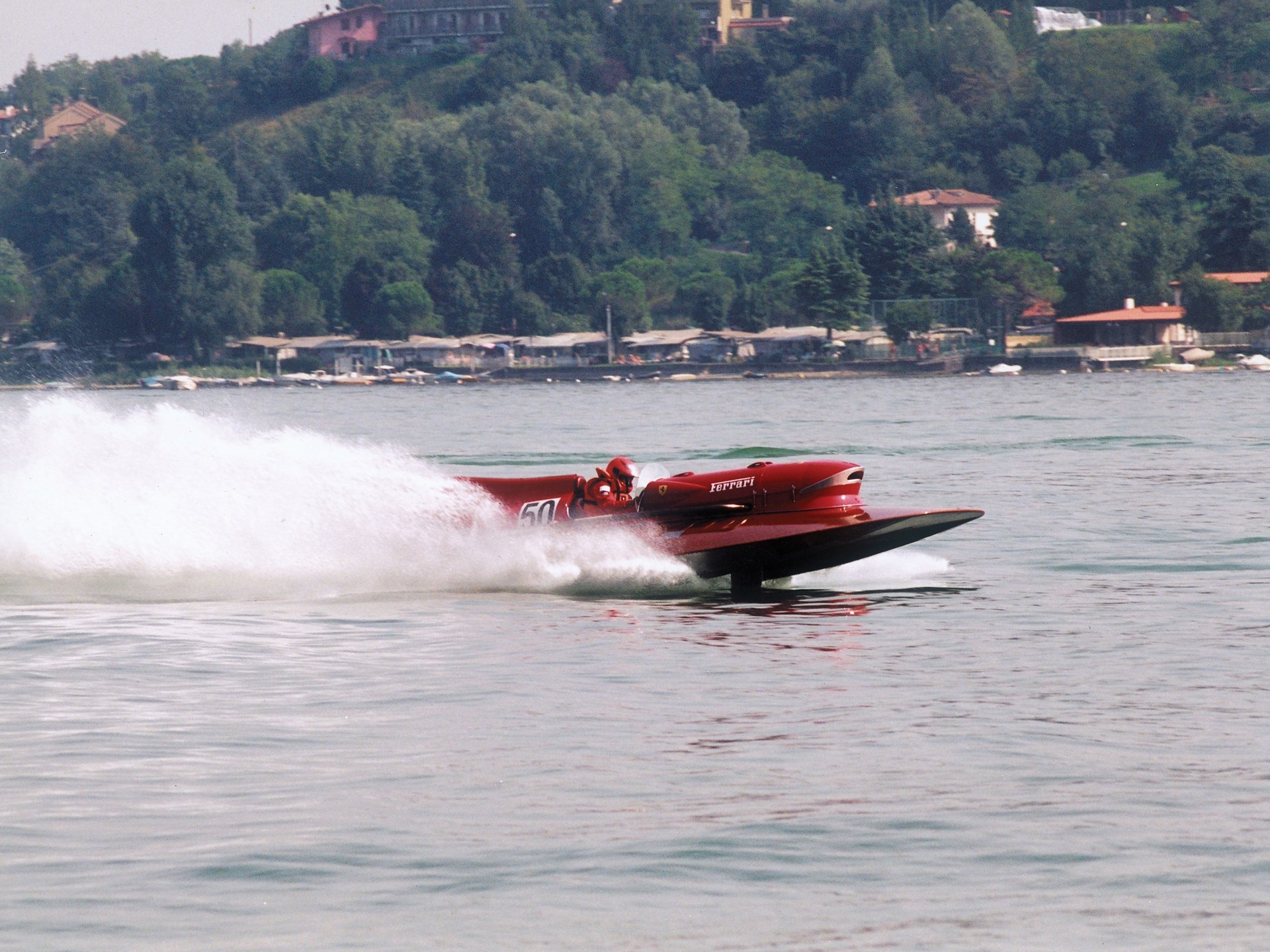 Hydroplane: 1953 Timossi-Ferrari 'Arno XI' racing motorboat equipped with hydrofoils. 1920x1440 HD Wallpaper.