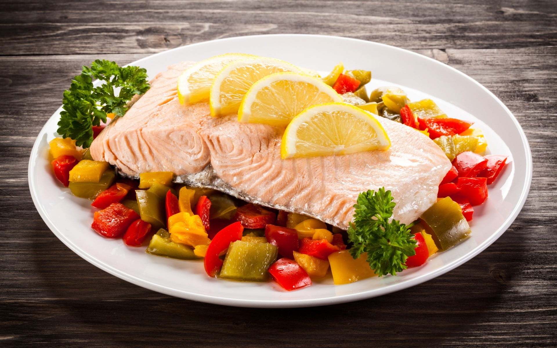 Cooked fish with lemon, Salmon delicacy, Fresh flavors, Culinary presentation, 1920x1200 HD Desktop