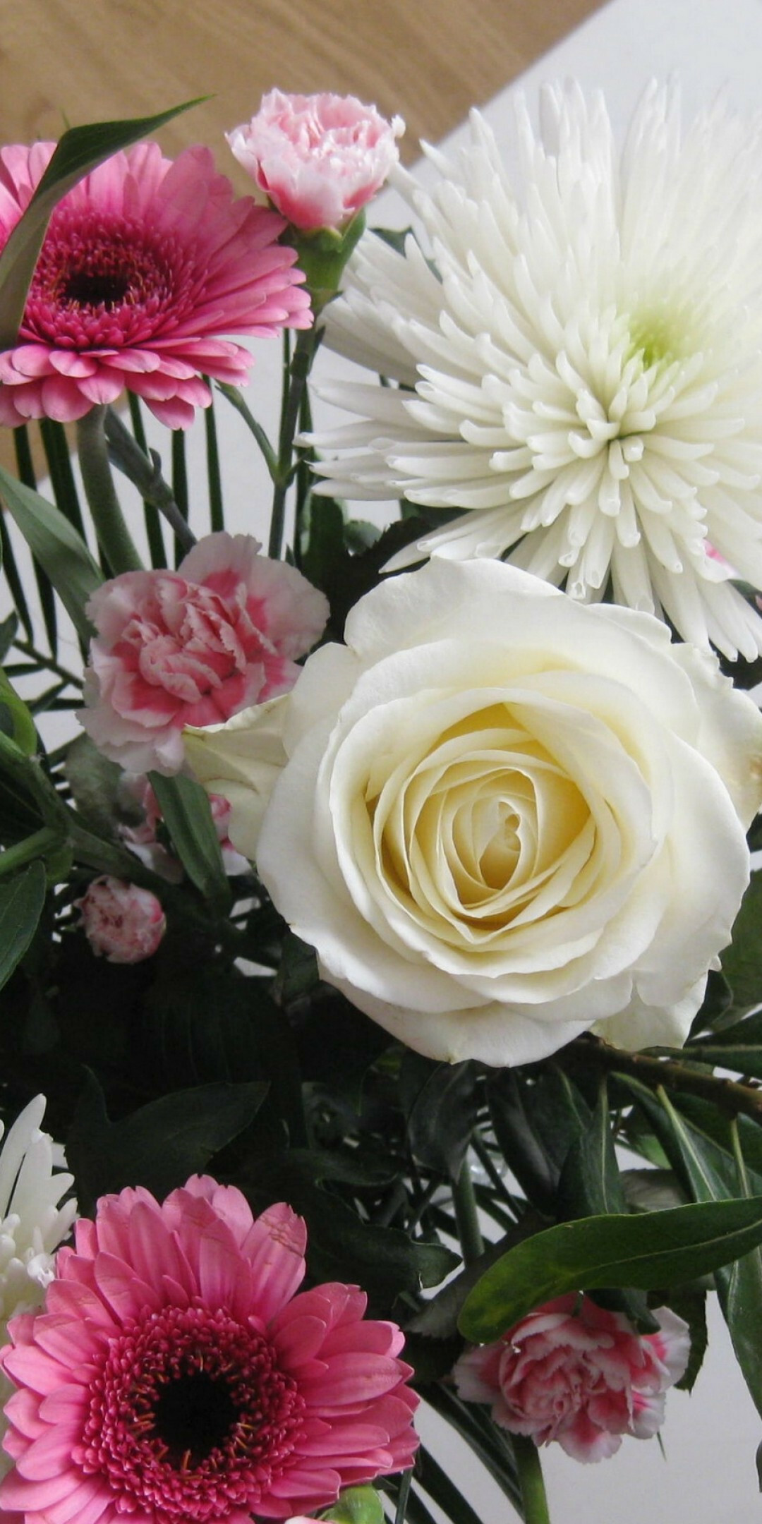 Flower Bouquet: Gerbera, Roses, Cut Flowers, Flowering plants. 1080x2160 HD Wallpaper.