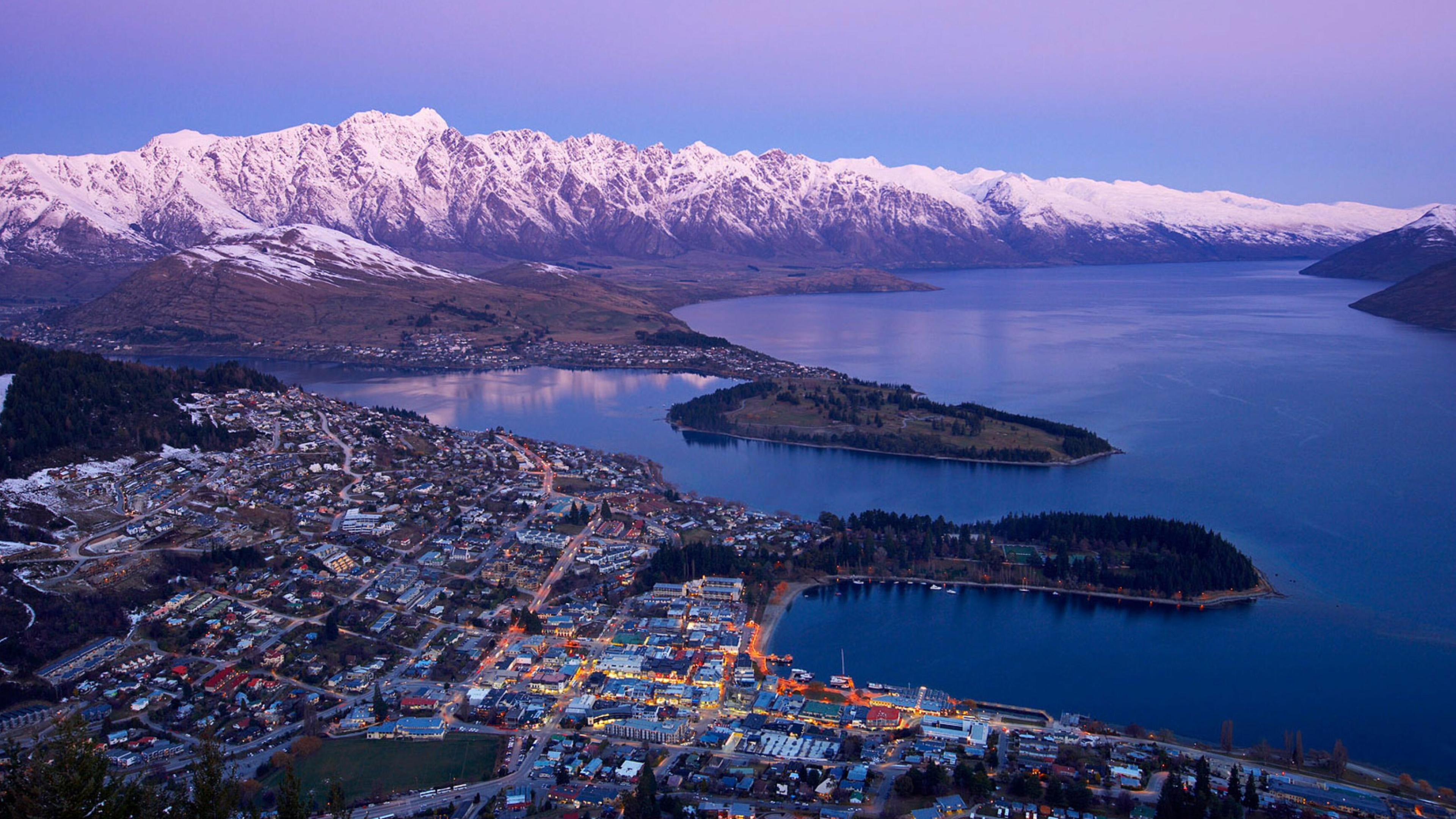 New Zealand: Queenstown, Scenery, The country gained full statutory independence in 1947. 3840x2160 4K Background.