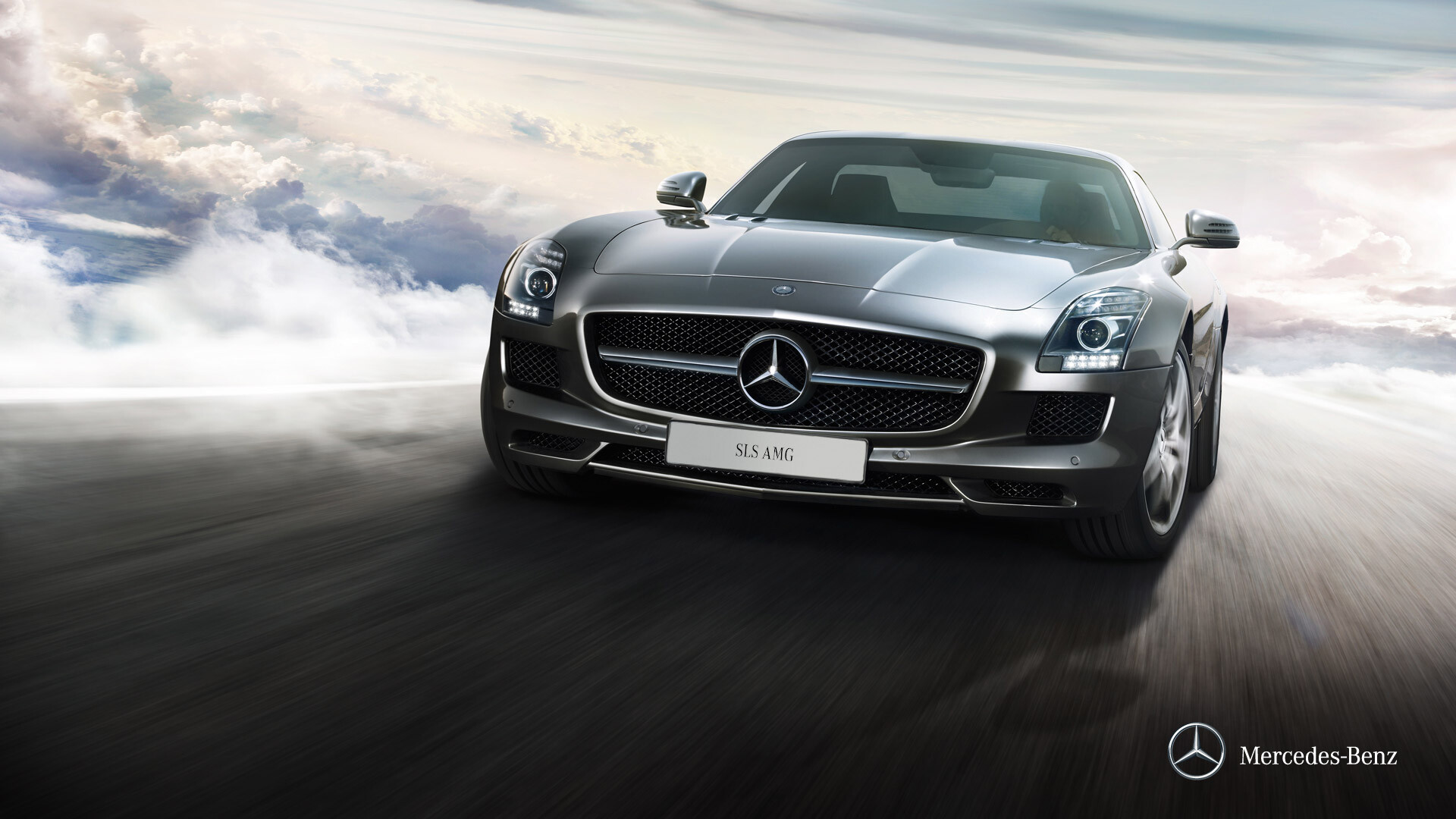 Mercedes-Benz: SLS AMG, The first automobile designed and built from scratch entirely by AMG. 1920x1080 Full HD Background.