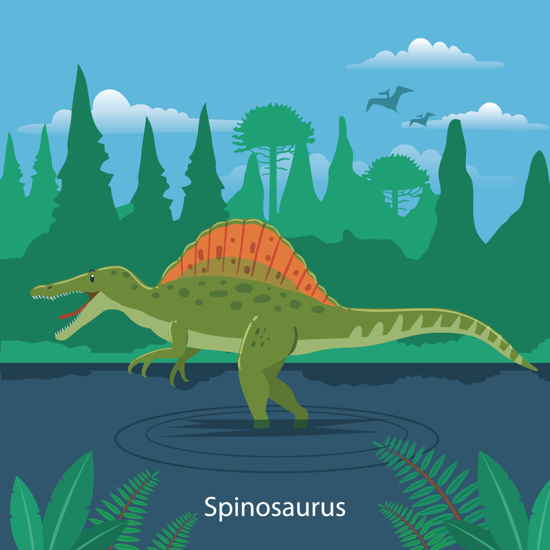 Spinosaurus animal, Prehistorico 4930249 vector, Vector illustration, Illustration download, 1920x1920 HD Phone