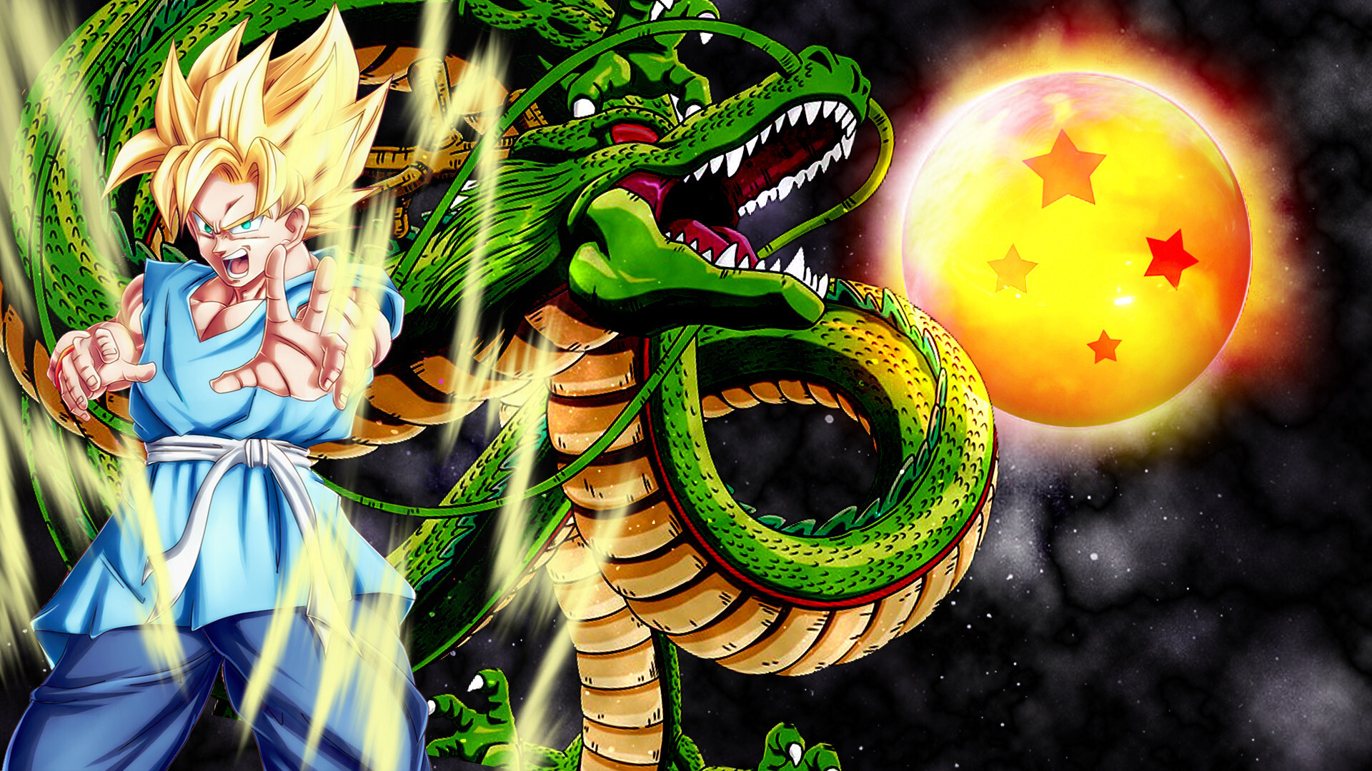 Goku Super Saiyan: A boy with superhuman strength, The Earth's mightiest warrior, Japanese anime and manga series. 1920x1080 Full HD Wallpaper.