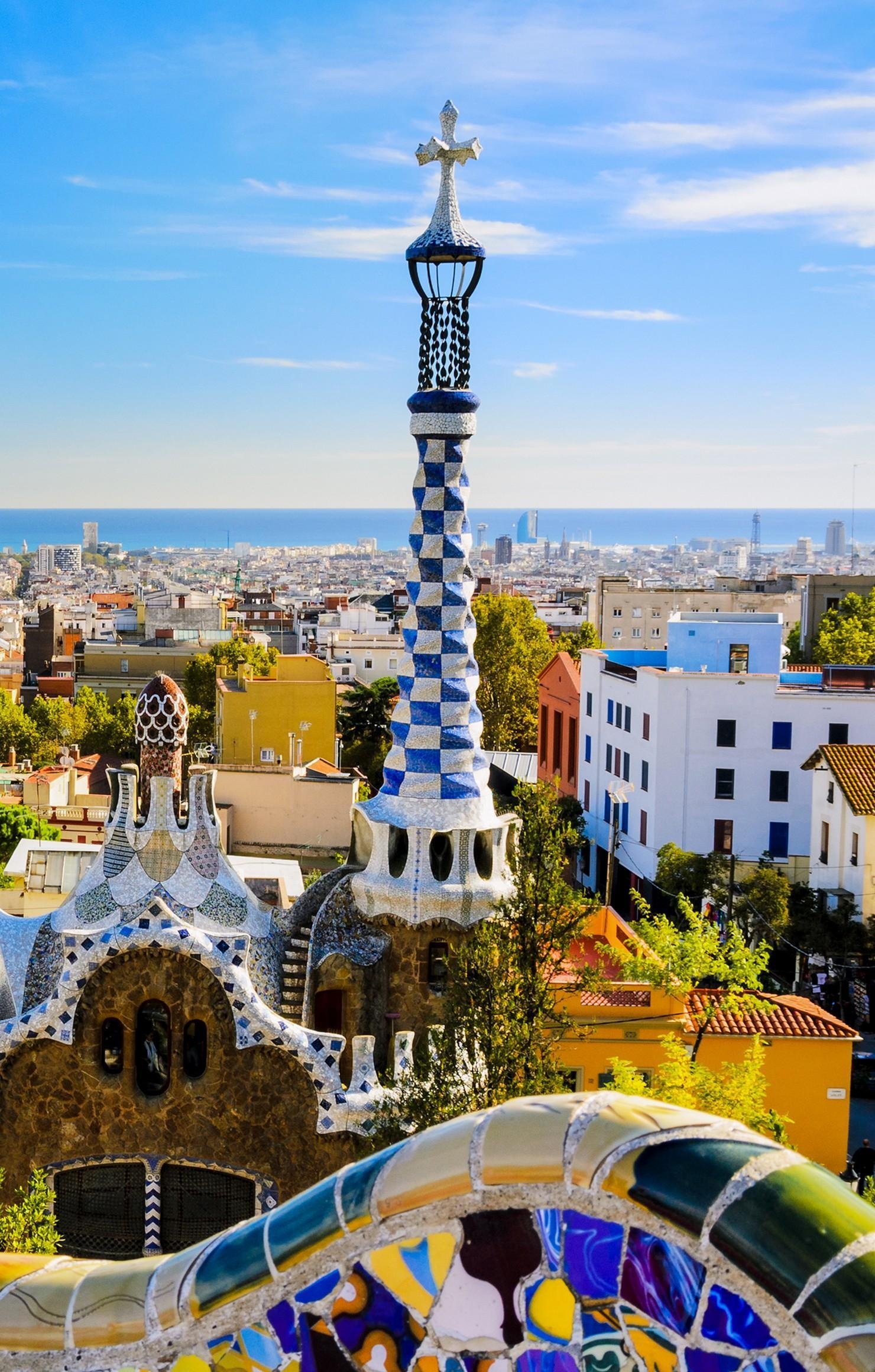 Parc Guell, Barcelona's landmark, Gaudi's masterpiece, Iconic architecture, 1480x2320 HD Phone