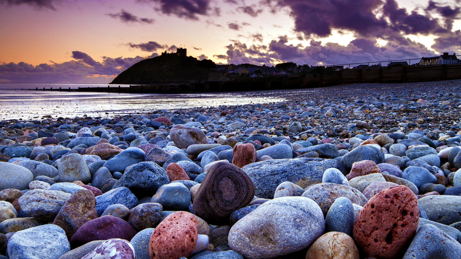 Colorful stone, Beach wallpaper, Natural textures, Tranquil scenery, 1920x1080 Full HD Desktop