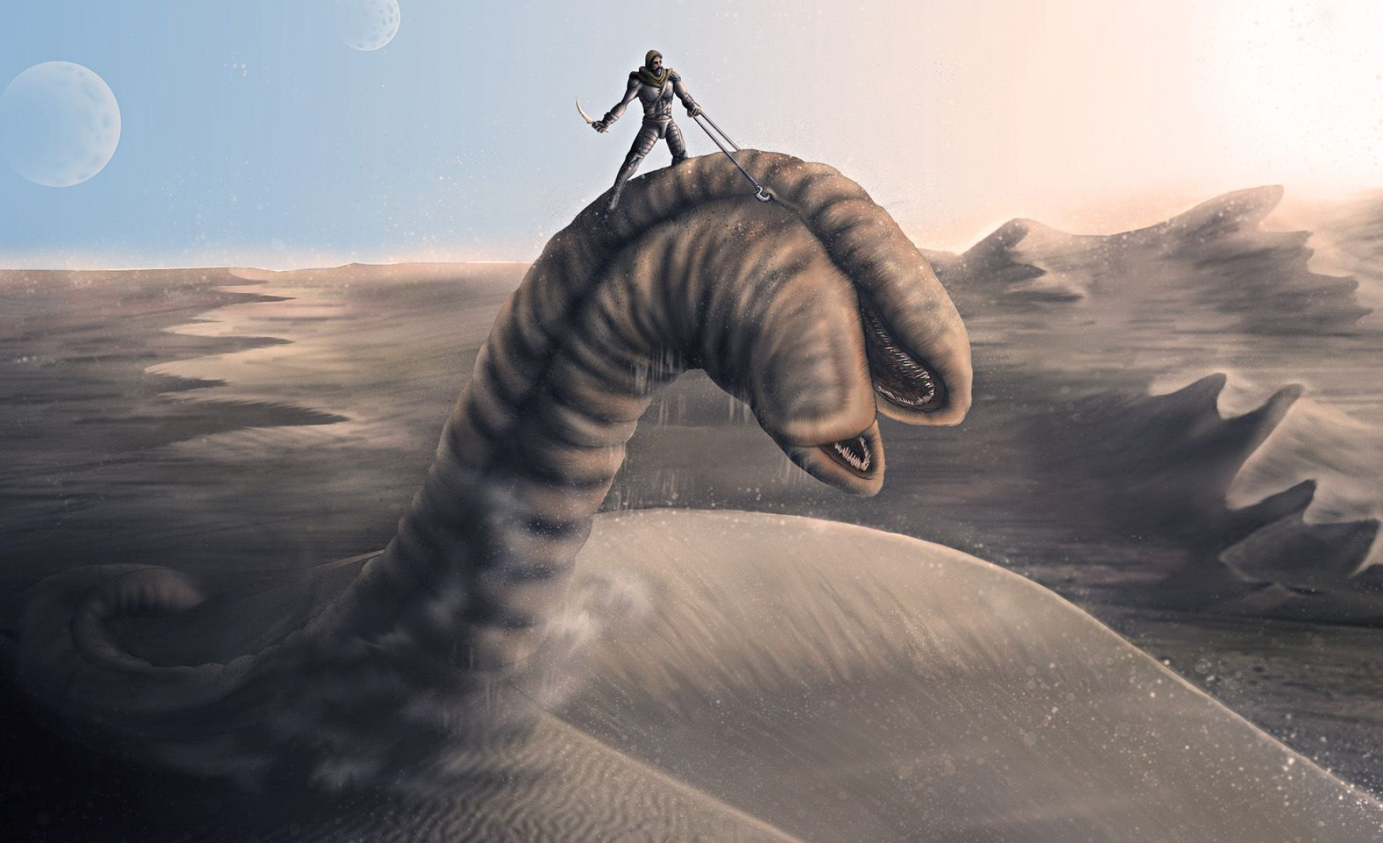 Dune worm, Dune series, Sandworm art, 1950x1190 HD Desktop