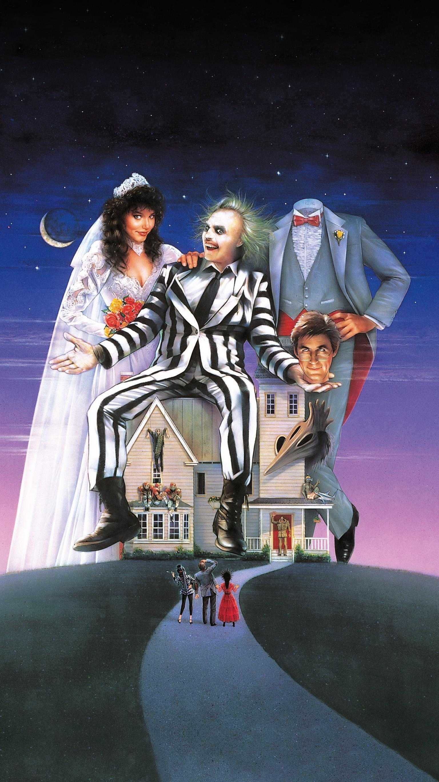 Beetlejuice (Movie): Played by Keaton, A scum-covered, bug-eating ghoul dressed in something akin to a dirty umpire's uniform. 1540x2740 HD Background.
