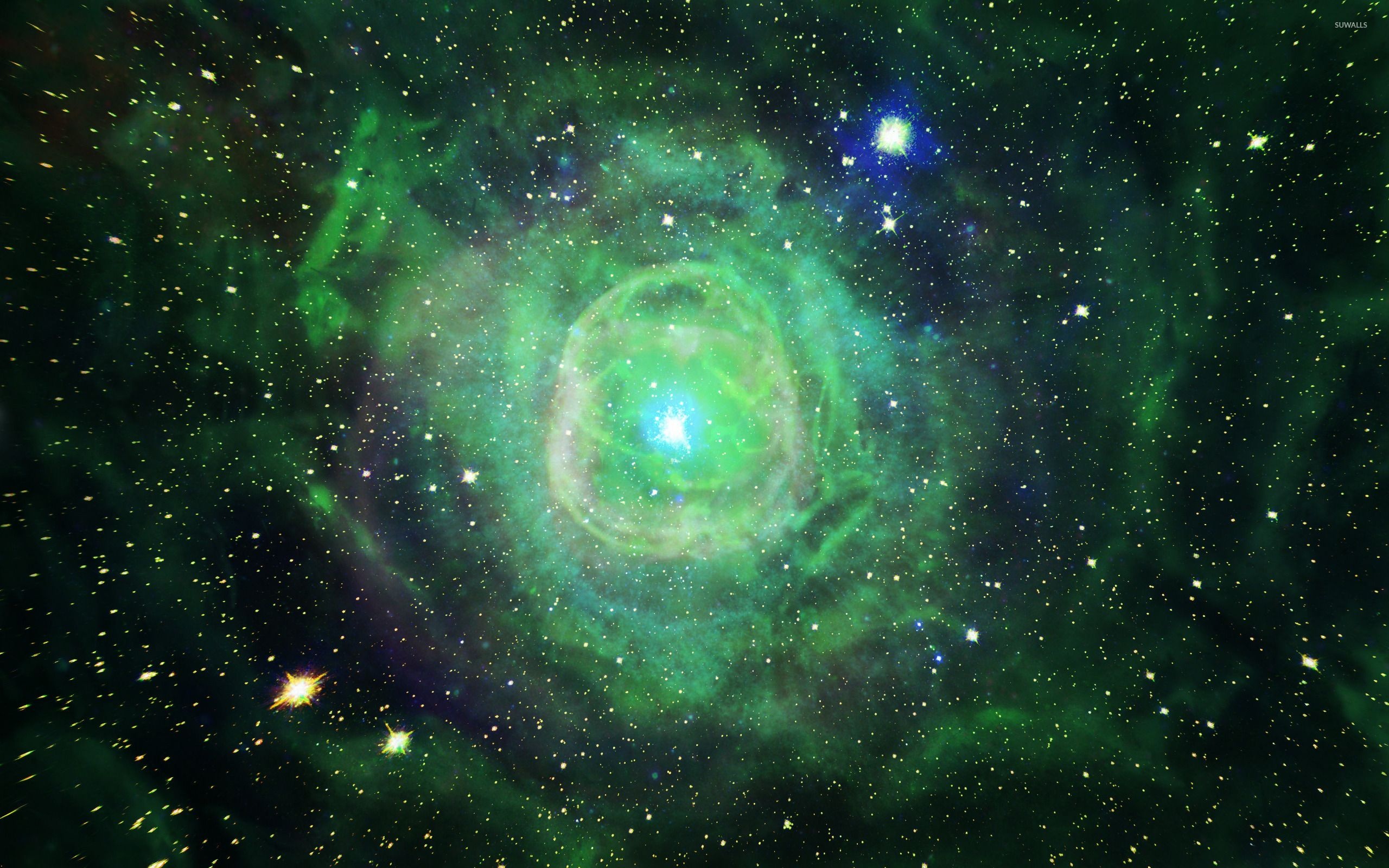 Green Nebula: The Star Queen Nebula, A young open cluster of stars in the constellation Serpens. 2560x1600 HD Wallpaper.