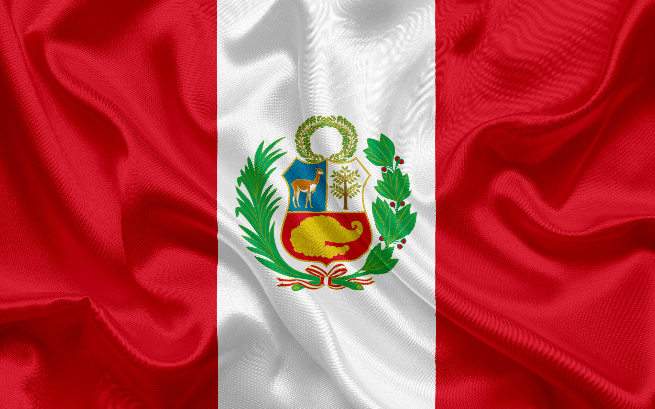 Peruvian flag, National pride, Silk texture, Patriotic symbol, 2560x1600 HD Desktop