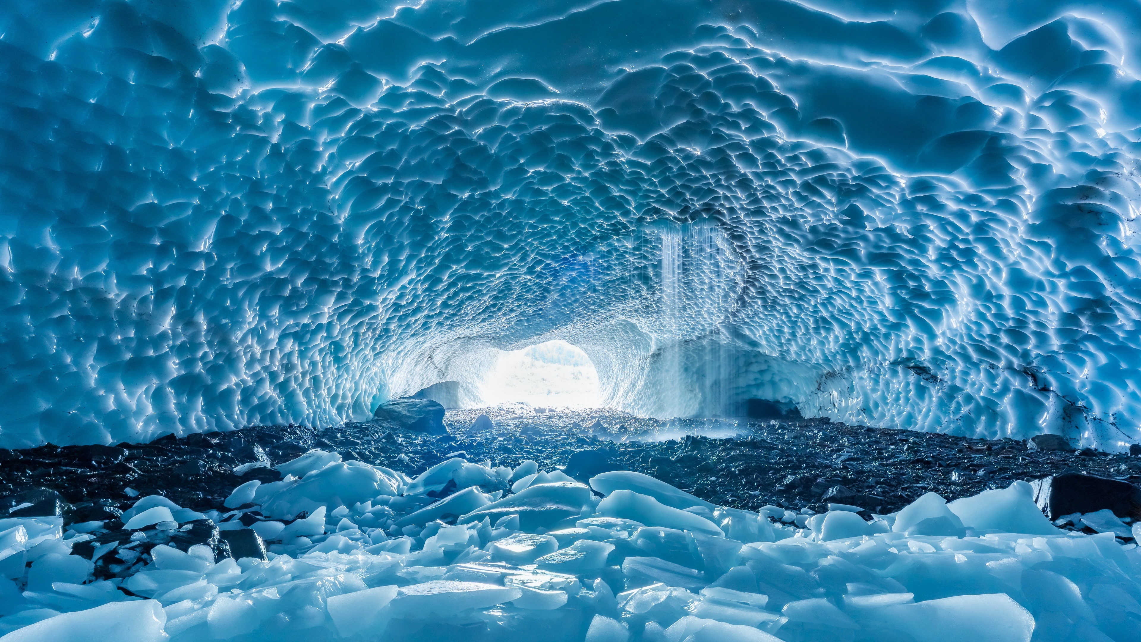 Mysterious ice caves, Desktop wallpaper beauty, Frozen landscapes, Nature's hidden wonders, 3840x2160 4K Desktop