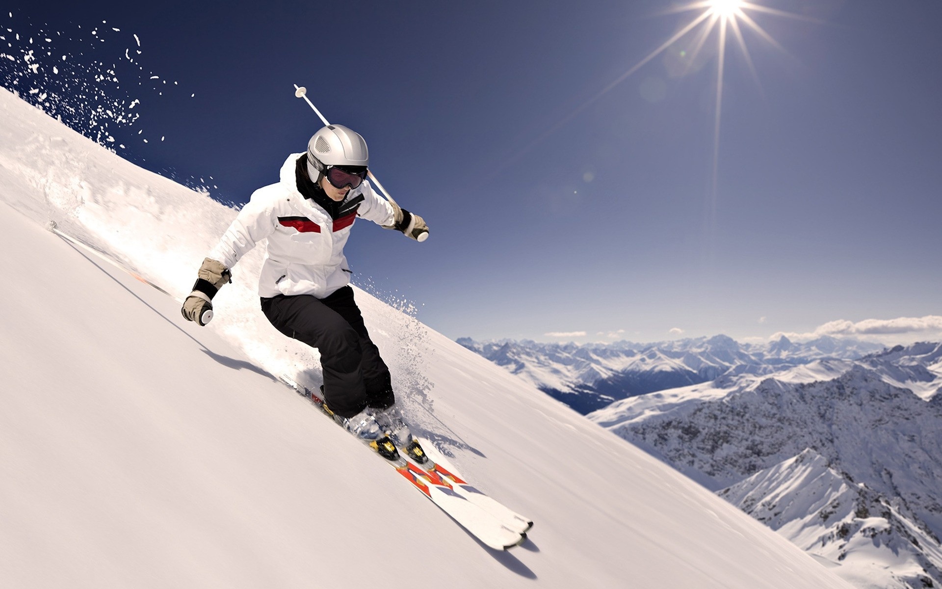 Skiing: Discipline, involving downhill between poles or gates, Cyclic winter sports. 1920x1200 HD Background.