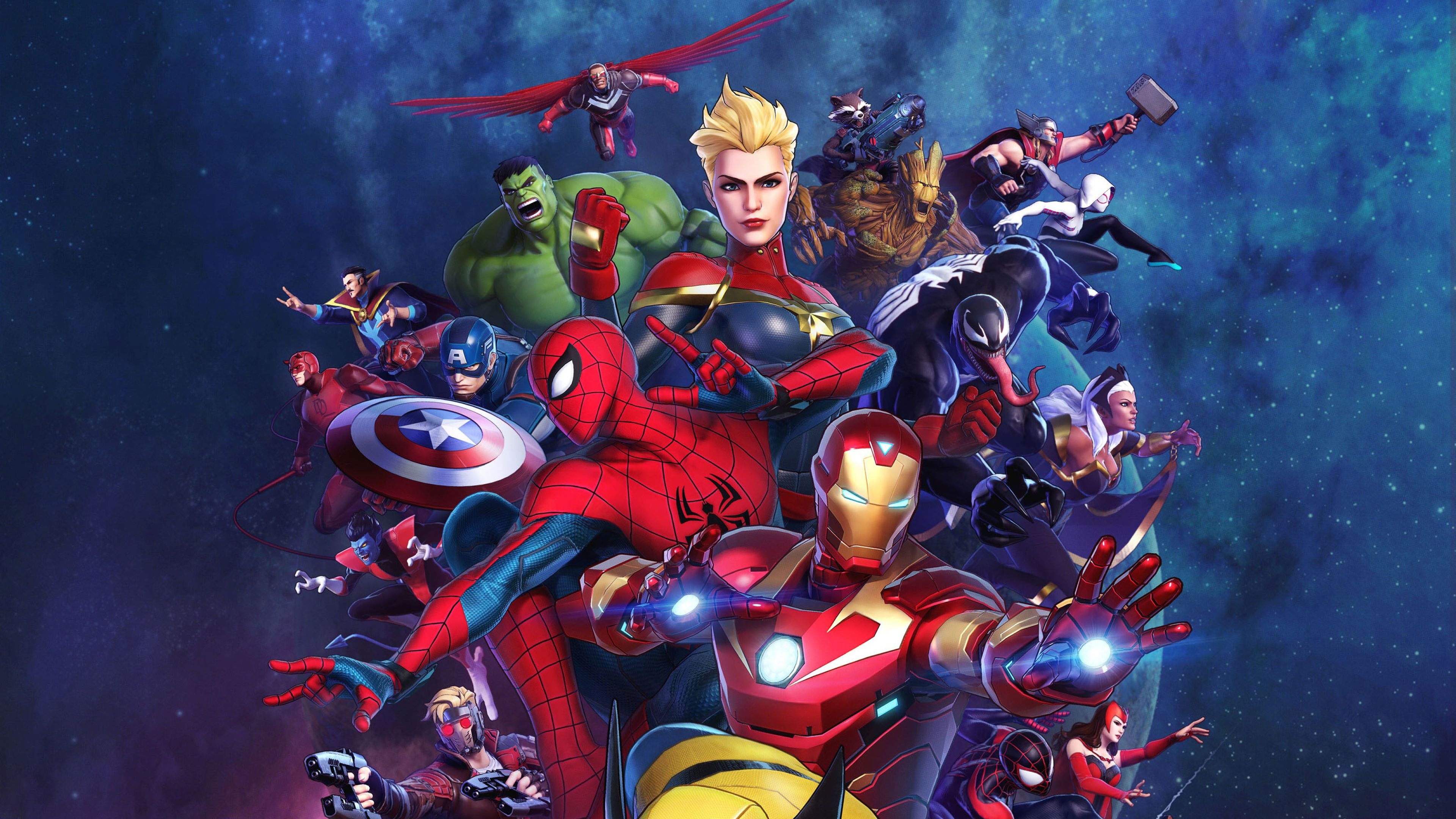Super Heroes, Marvel characters, Dynamic poses, Vibrant artwork, 3840x2160 4K Desktop