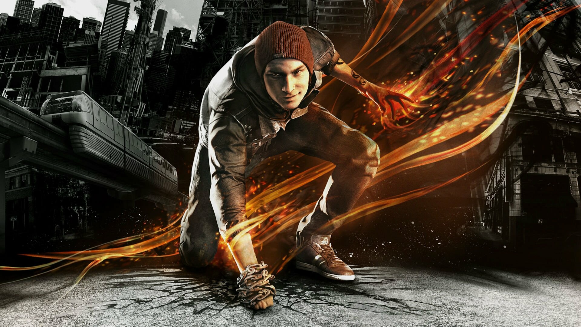 inFAMOUS: The story follows protagonist Delsin Rowe fighting the Department of Unified Protection (D.U.P.) in a fictionalized Seattle. 1920x1080 Full HD Wallpaper.