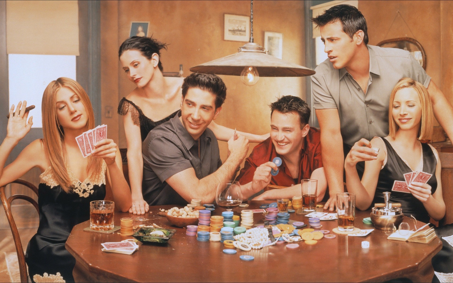 Rachel Green from Friends, Poker scene from Friends, Jennifer Aniston, Friends cast wallpaper, 1920x1200 HD Desktop