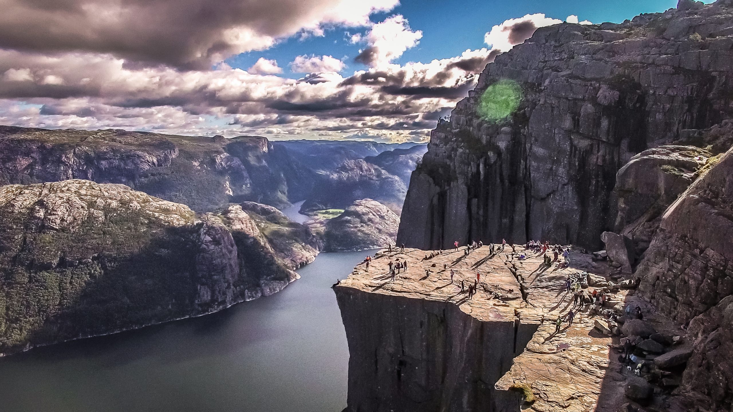 Pulpit Rock, Breathtaking viewpoint, Norwegian fjords, Hiking adventure, 2560x1440 HD Desktop