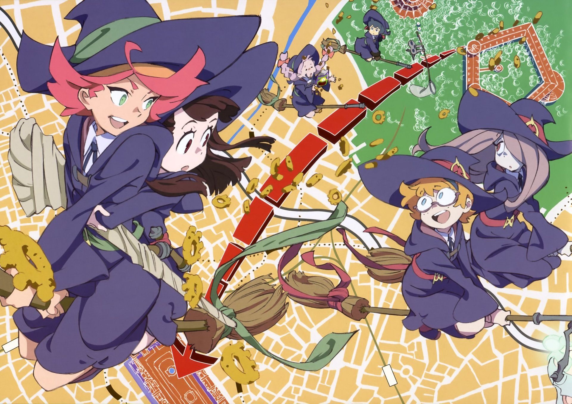 Little Witch Academia, Atsuko Kagari and friends, Magical journey, Anime wallpaper, 1920x1360 HD Desktop