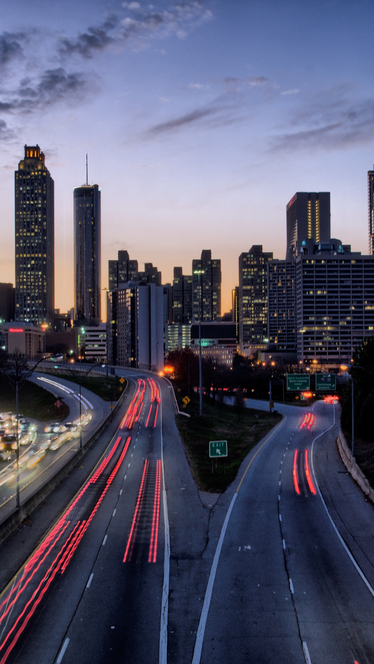 City of Atlanta, Night skyline HDR pictures, 1440x2560 HD Phone