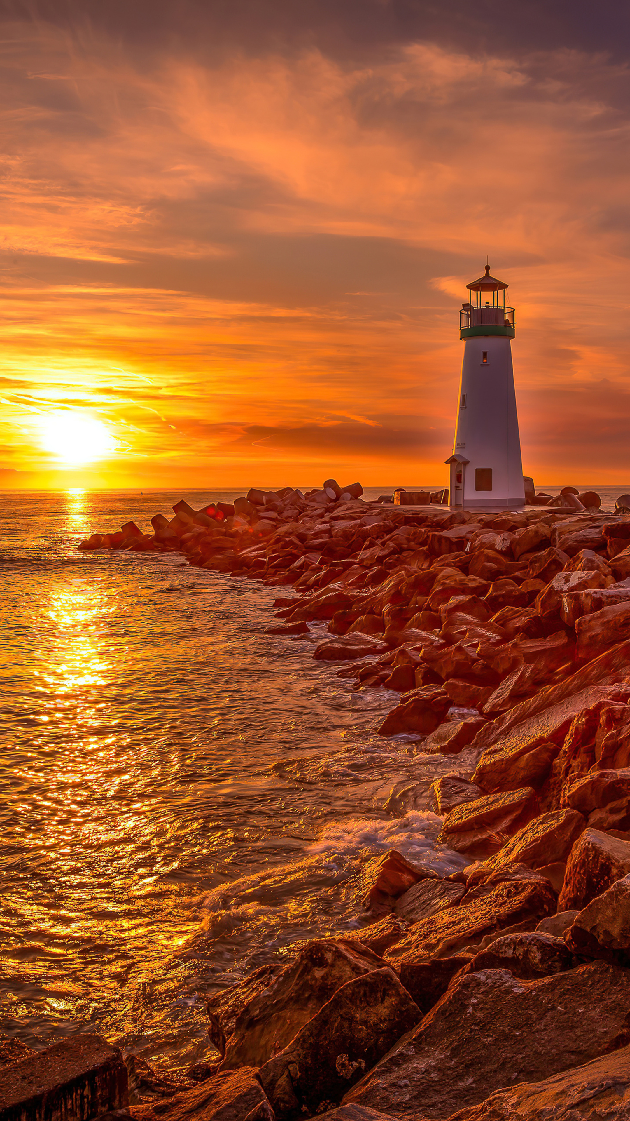 Lighthouse sunrise, Lighthouse sunset, Sony Xperia, Premium HD, 2160x3840 4K Phone