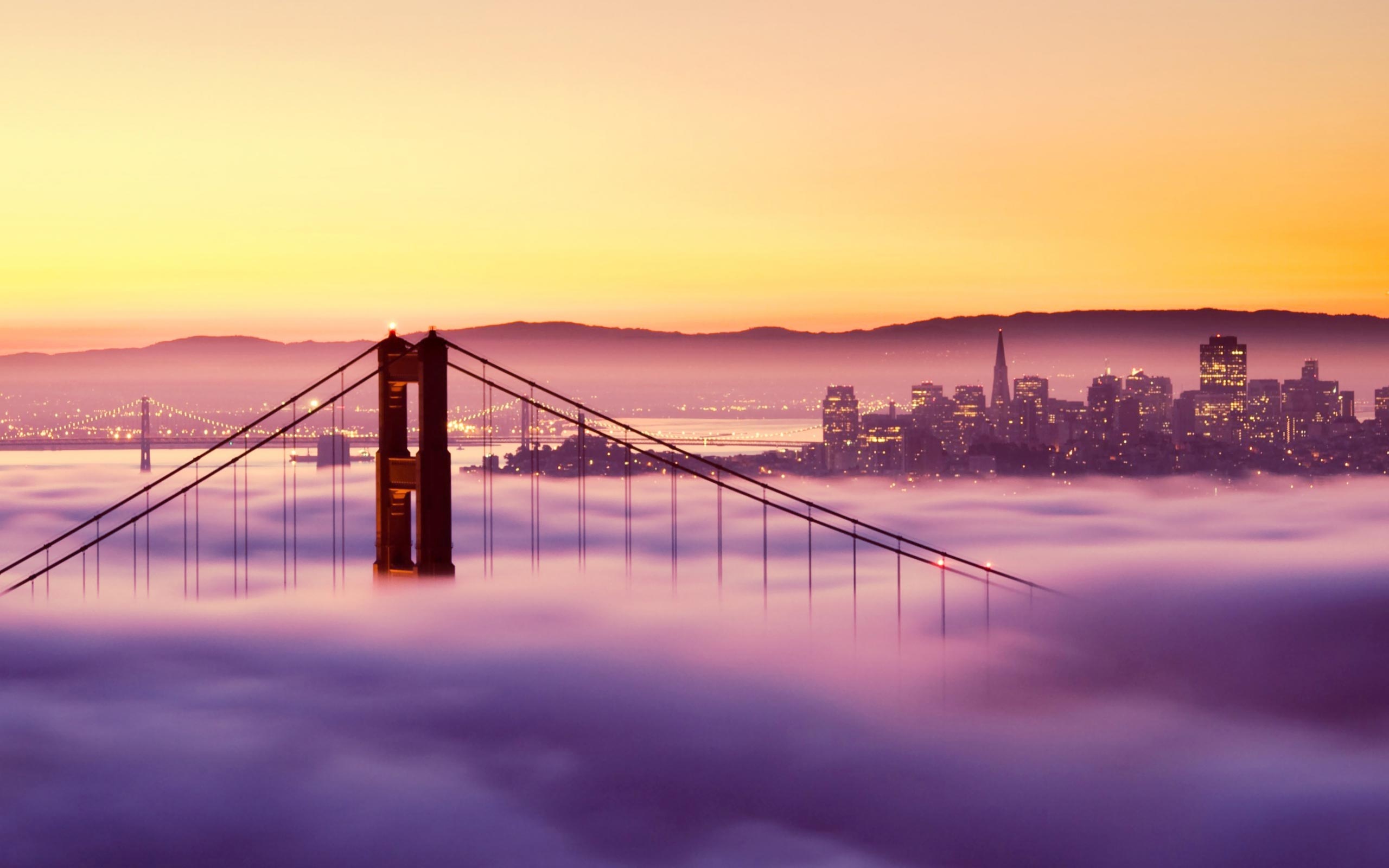 San Francisco Skyline, Travels, Free download, Golden Gate Bridge, 2560x1600 HD Desktop