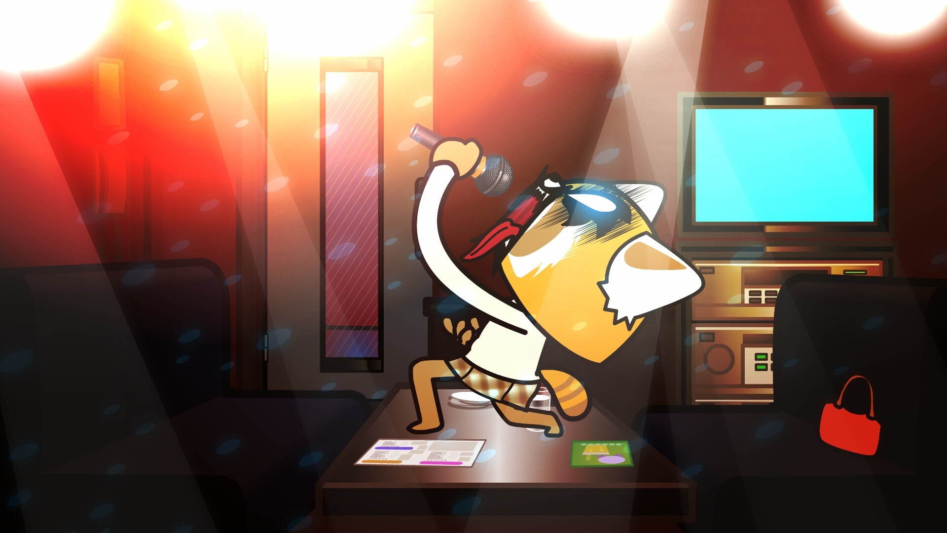 Aggretsuko: A Netflix original anime series about a single, 25-year-old anthropomorphic red panda. 1920x1080 Full HD Wallpaper.